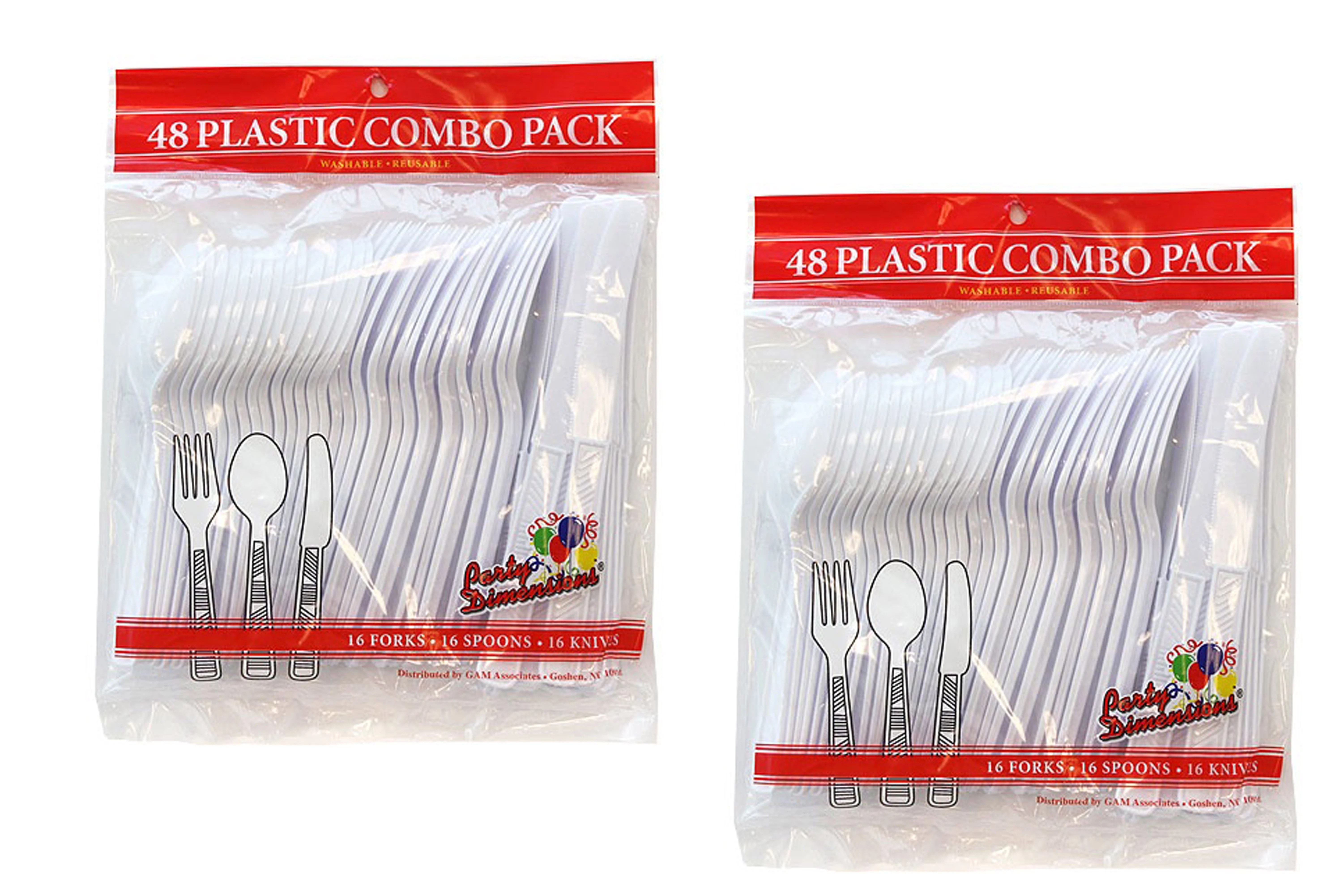 White Plastic Cutlery Forks Spoons Knives Lot of 96