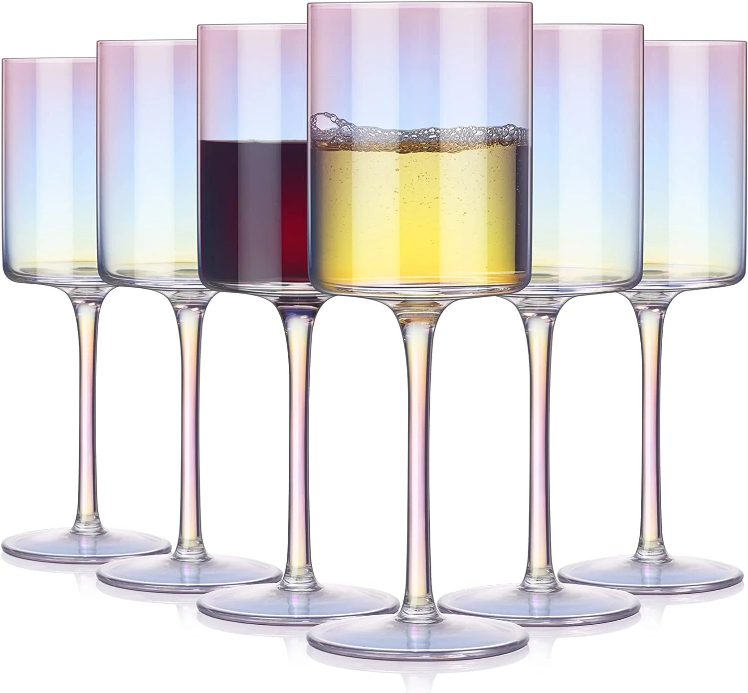 Wine Glasses Square Wine Glasses Set of 6, Large Red & White Wine