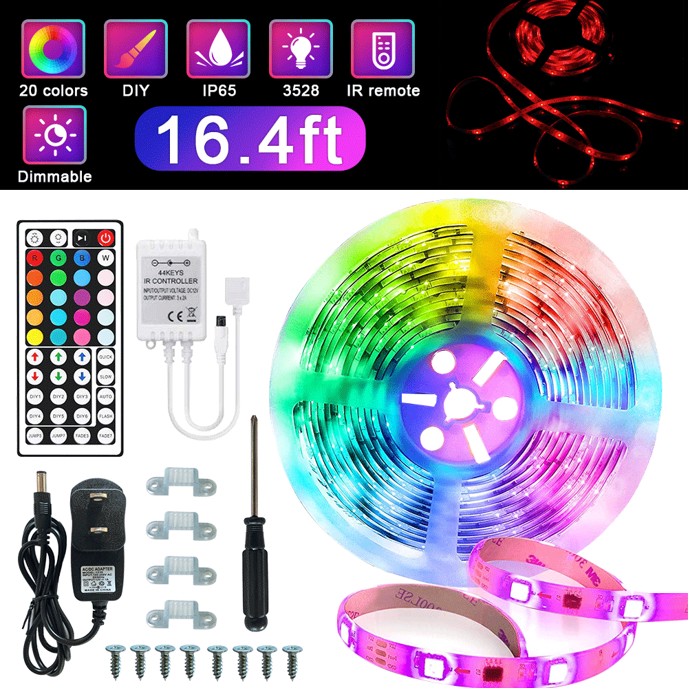 Led Strip Lights 16.4ft 3528 RGB LEDs Color Changing Lights Strip for