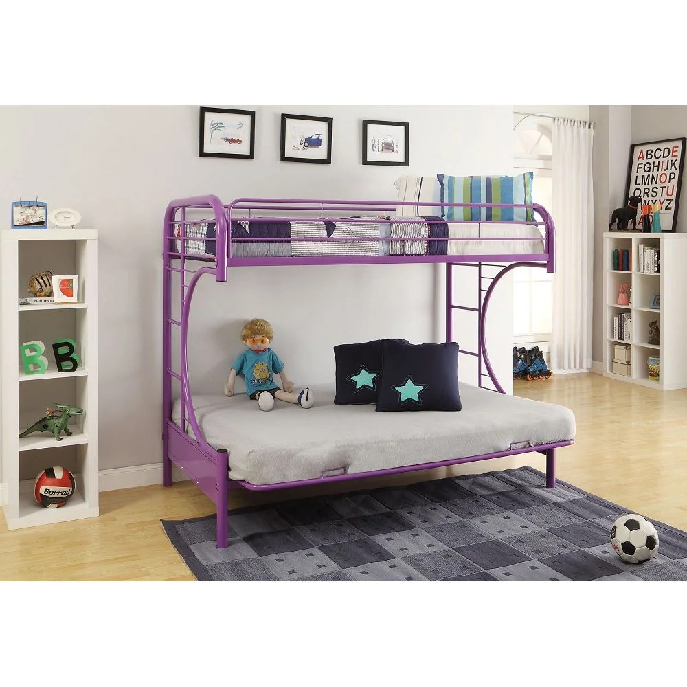 Miekor Furniture Eclipse Twin Over Full Futon Bunk Bed in Purple