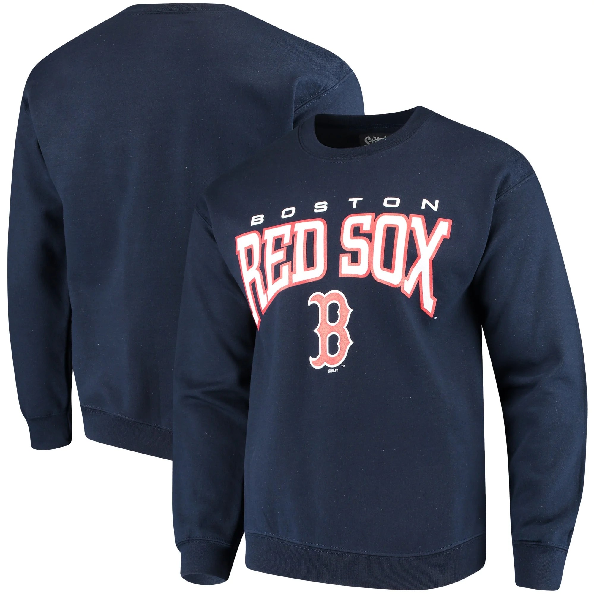 Boston Red Sox Stitches Pullover Crew Sweatshirt Navy