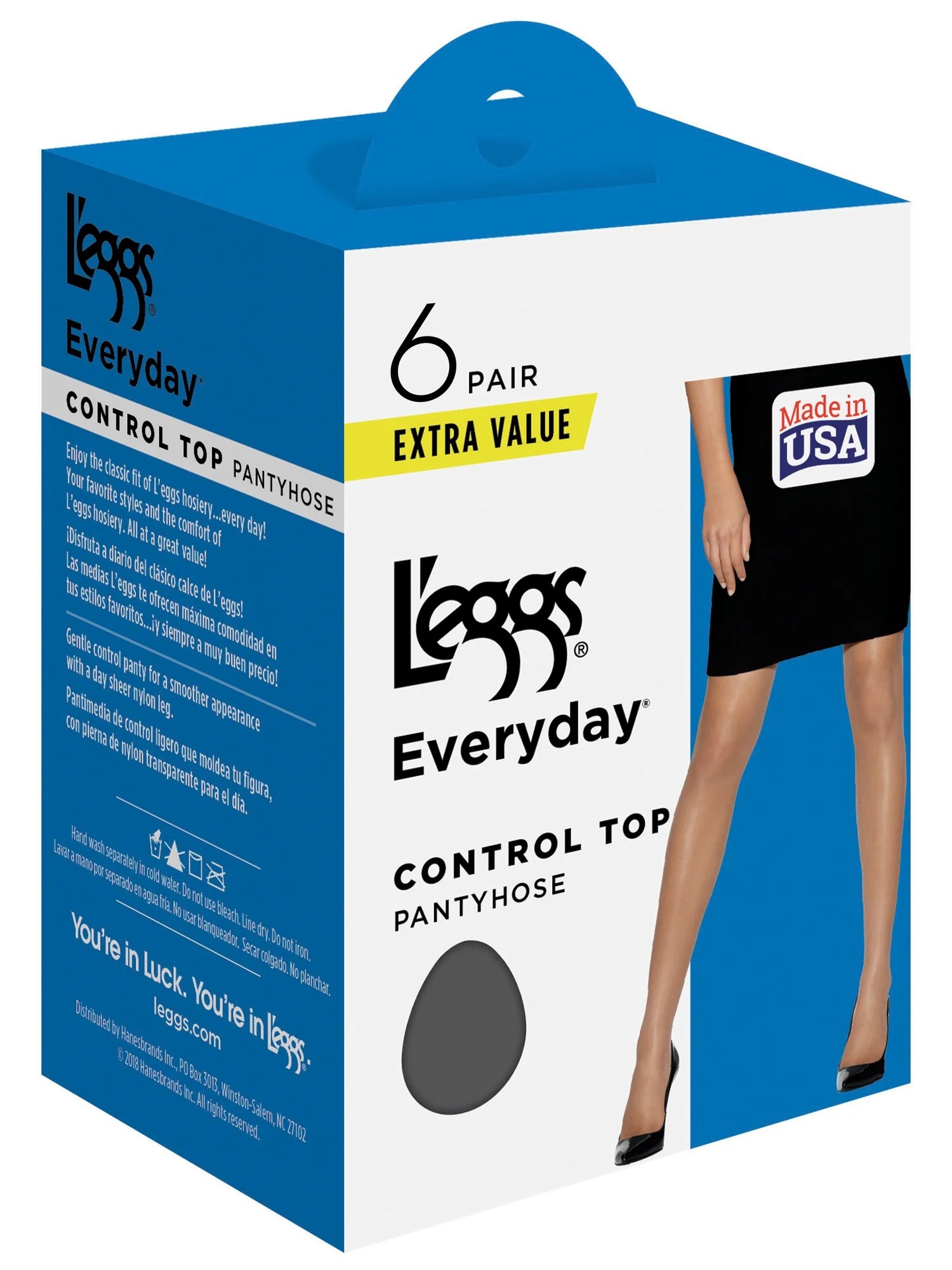 L'eggs Everyday Control Top Pantyhose, 6 PackJet Black