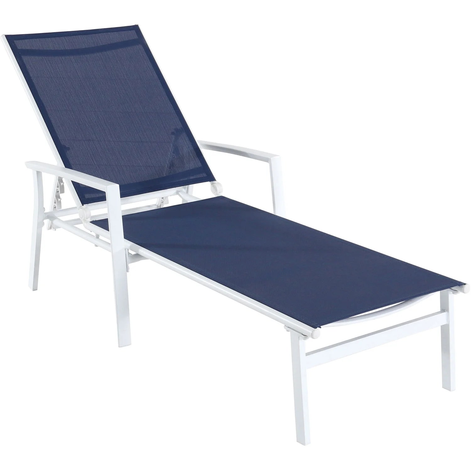 Hanover Naples Outdoor Folding Chaise Lounge Chair with Adjustable Backrest