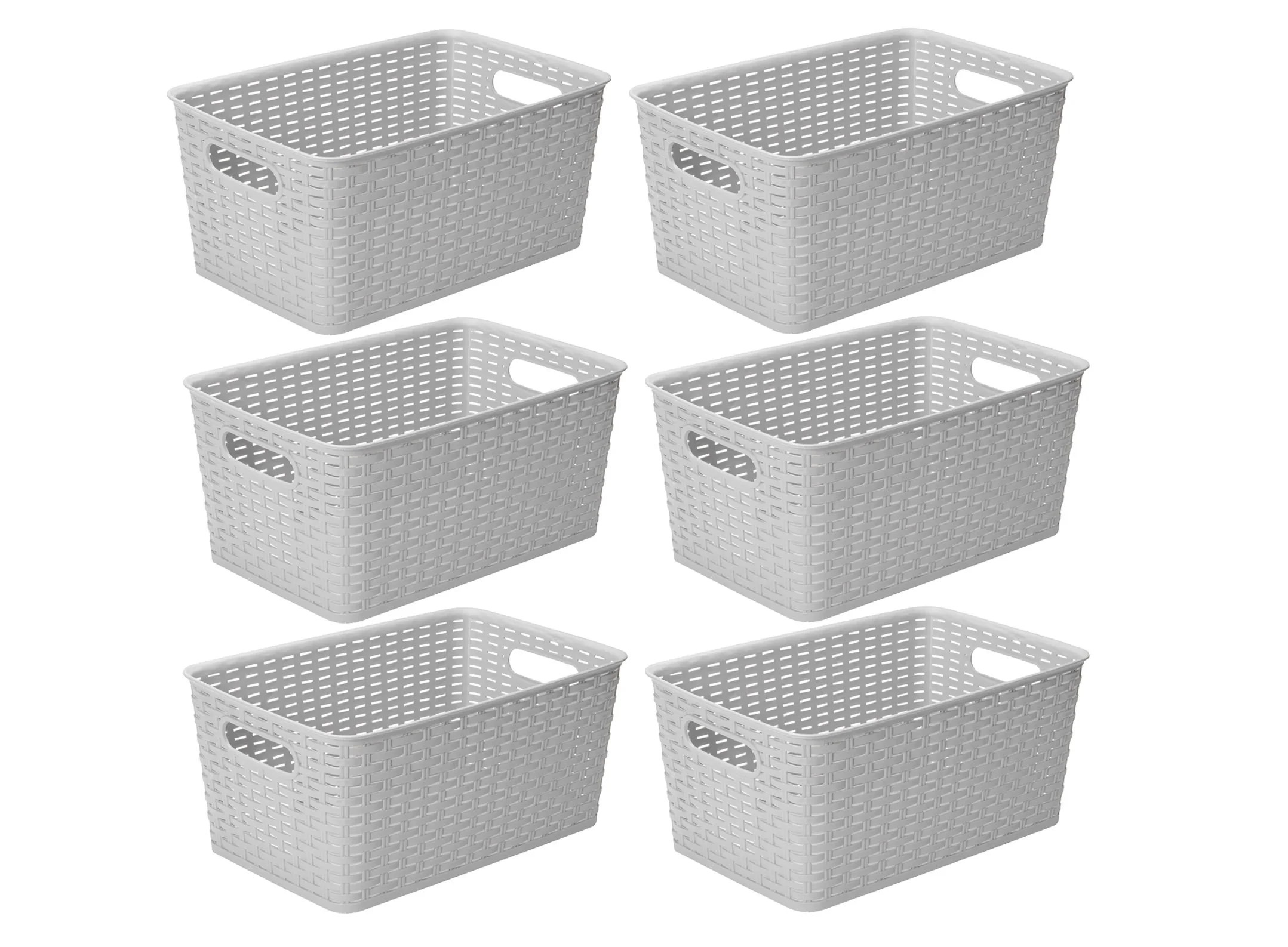 Plastic Rattan Storage Box Basket Organizer for Bathroom, Large, Gray
