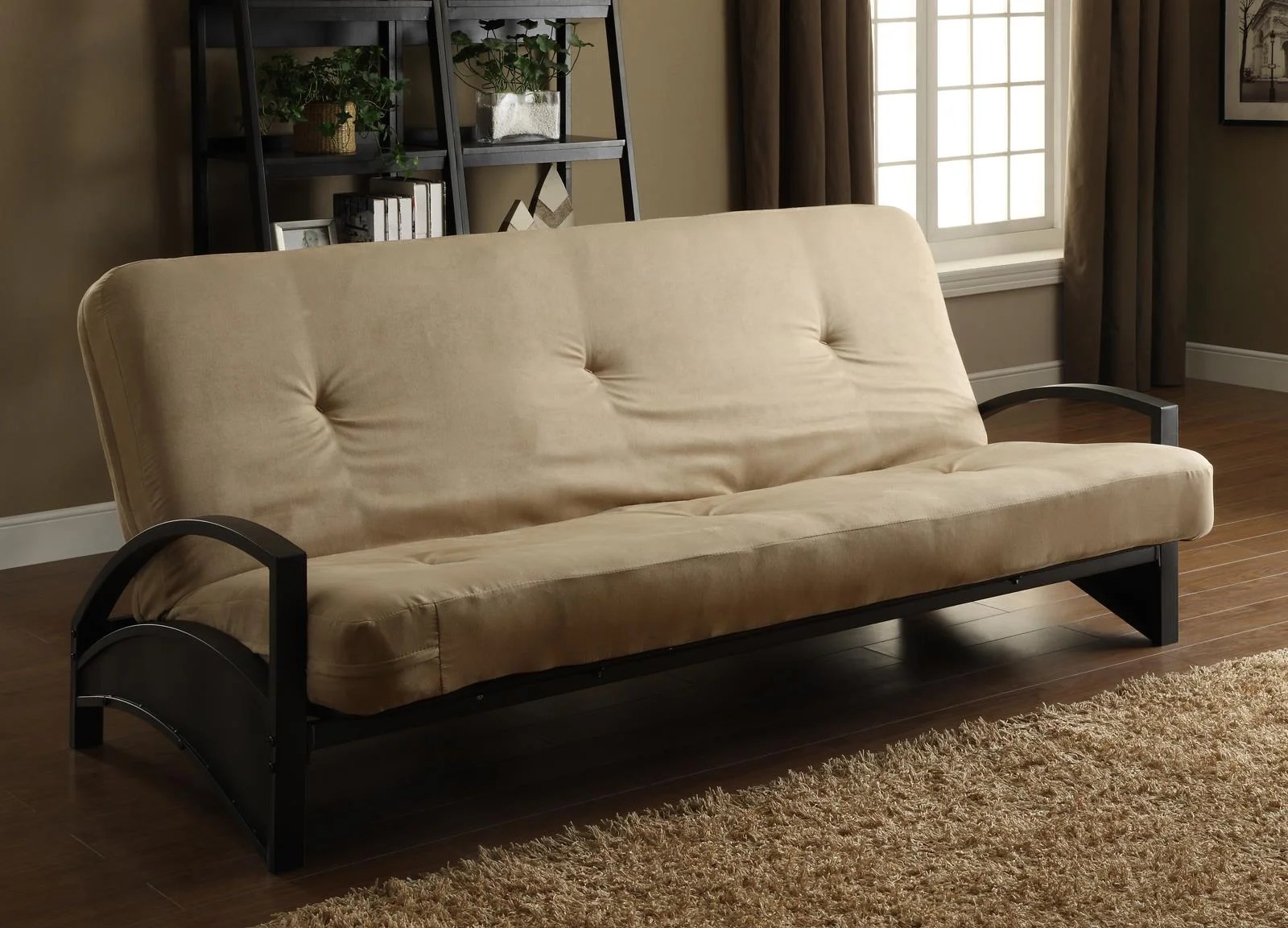 DHP Alessa Black Metal Futon Frame w/ 6" Futon Mattress, Multiple