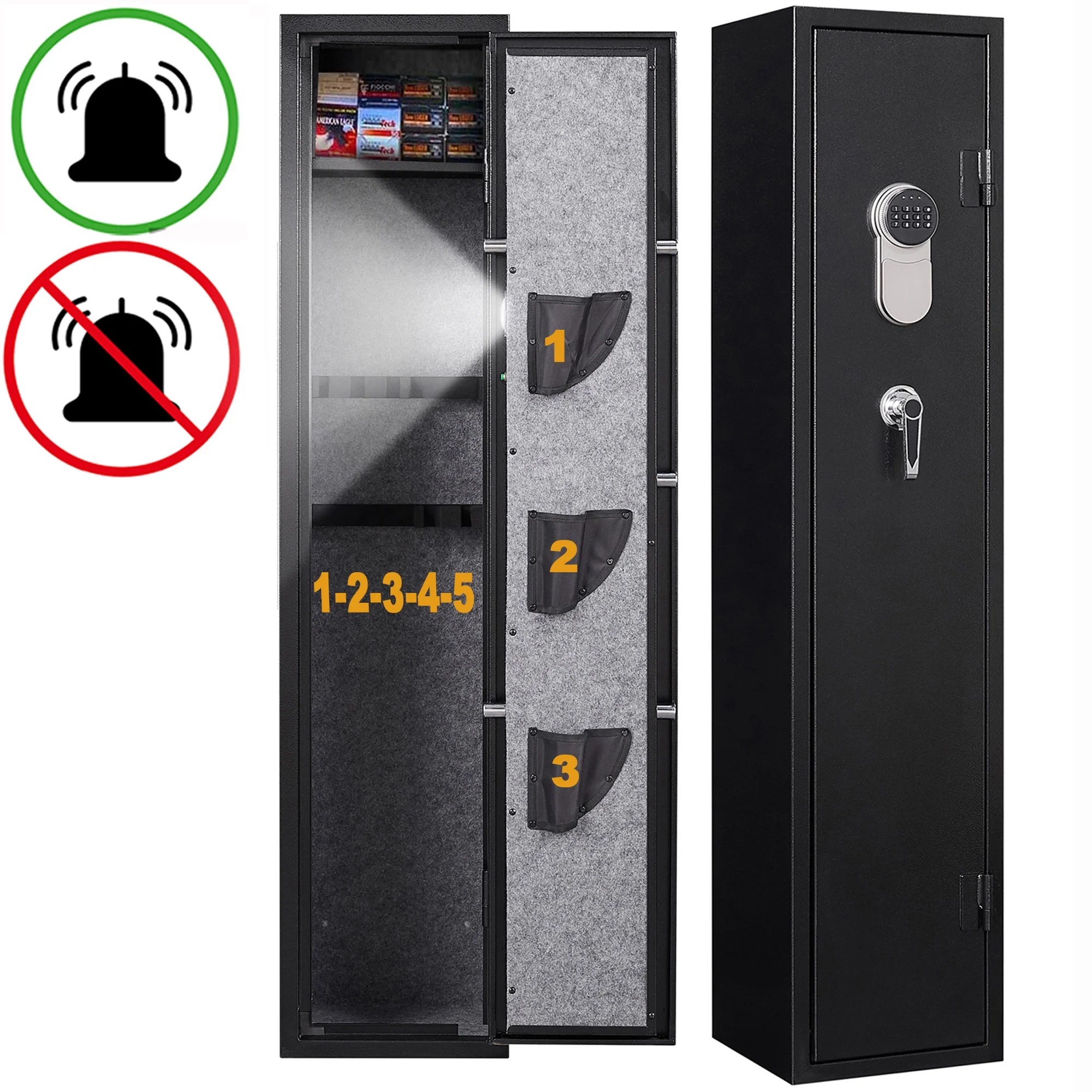 Gun Safe, Long Storage for Gun with LED Light, Digital Keypad