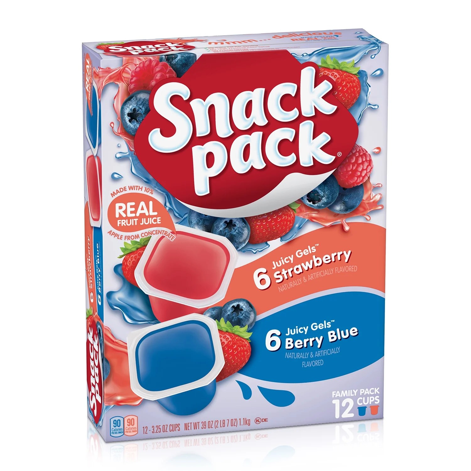 Snack Pack Strawberry & Berry Blue Juicy Gels with Real Fruit Juice, 3.25 Oz, 12 Pack Walmart