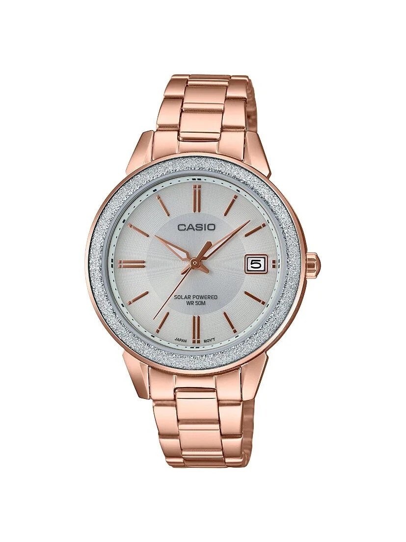 Casio Casio Women's Solar Powered Rose GoldTone Bracelet Watch