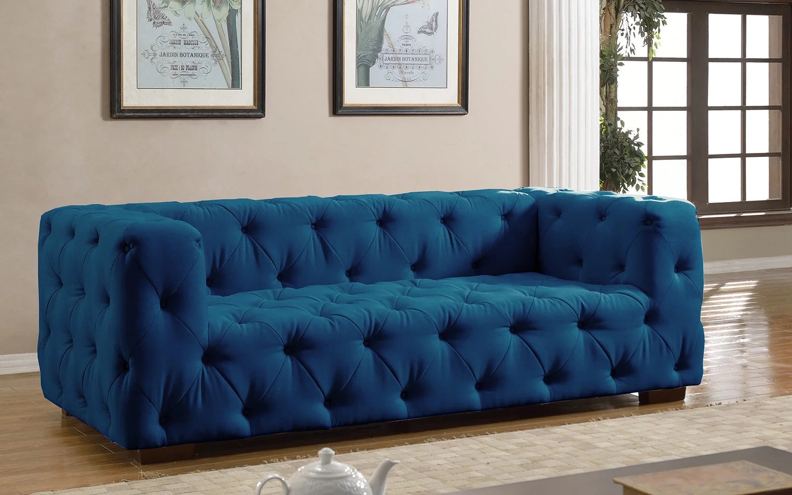Luxurious Modern Large Tufted Linen Fabric Sofa