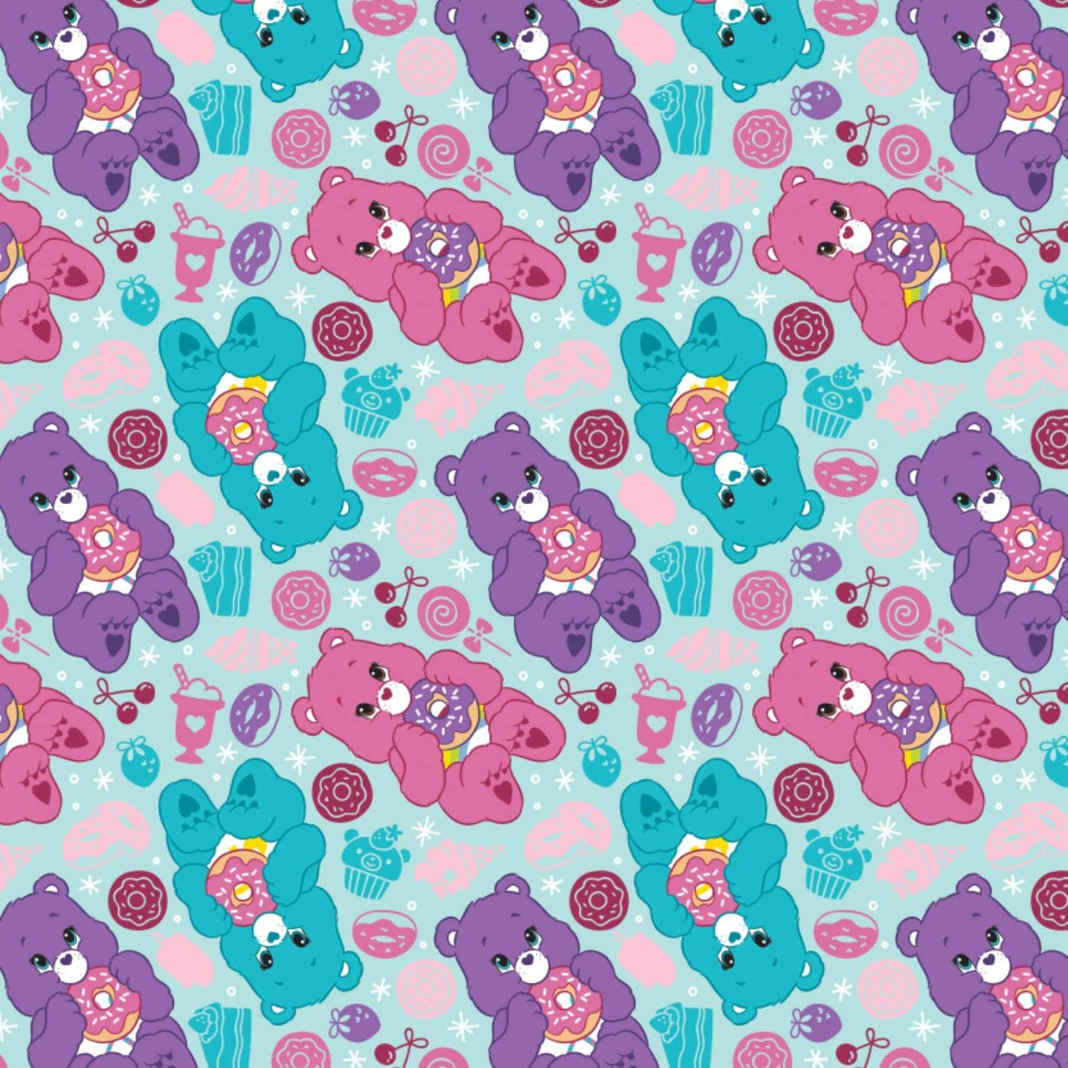 Care Bear Sparkle & Shine Sweets in Blue 100 Cotton Fabric by The Yard