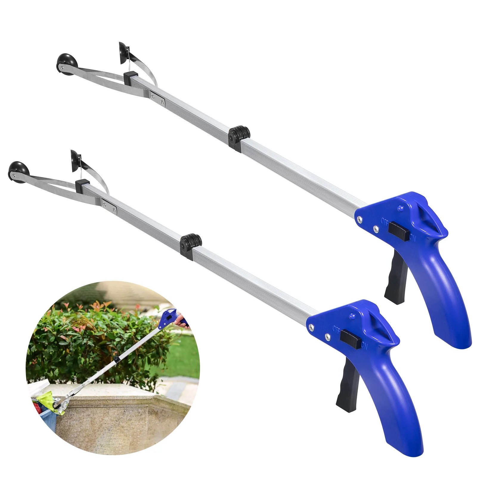 JahyShow 2 Pcs 32" Folding Grabber Tool Pick Up Reacher Extend Stick Trash Stick Easy Reaching