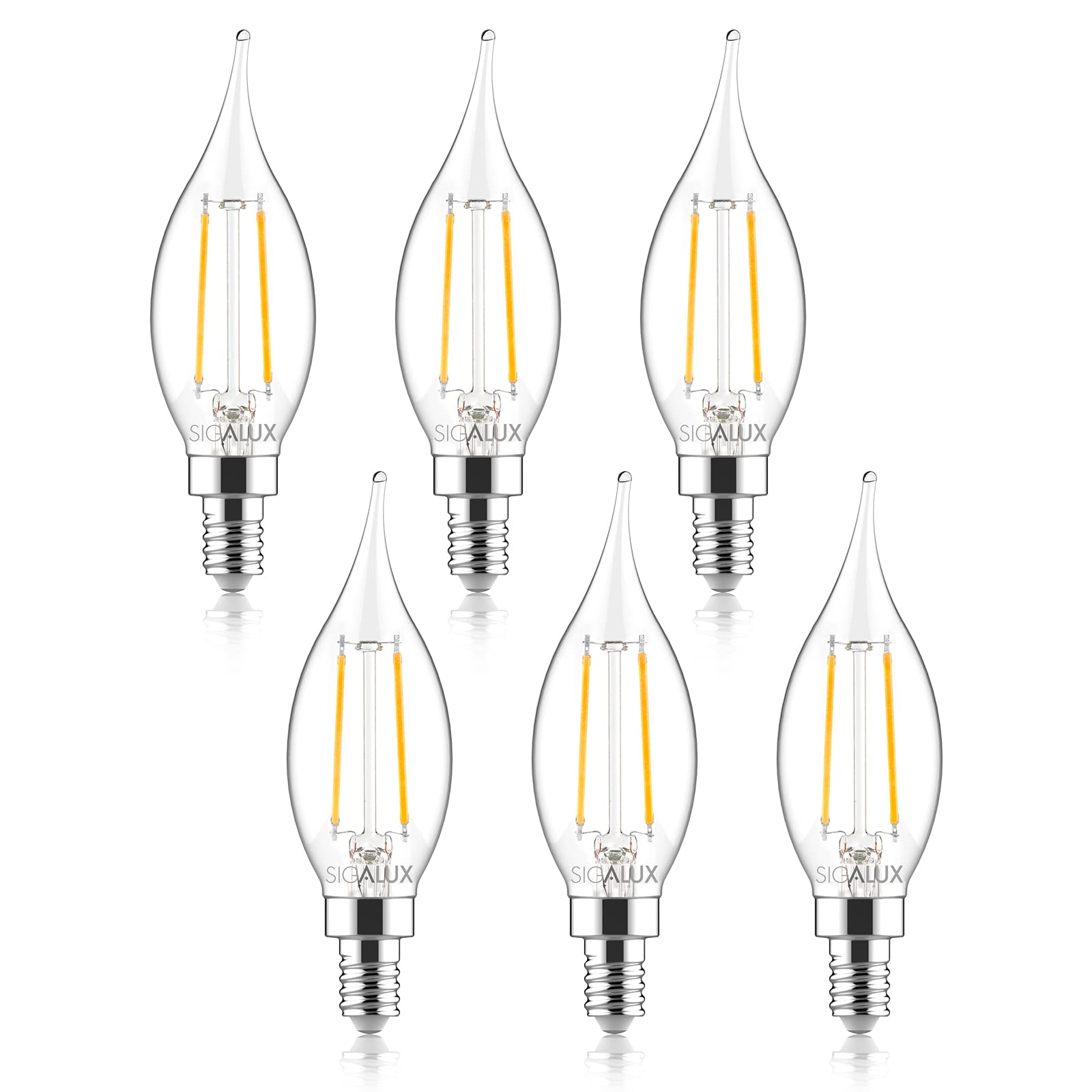 E12 Candelabra Bulb 40 Watt Equivalent, LED Chandelier Light Bulbs Dimmable, CA10 Flame Tip