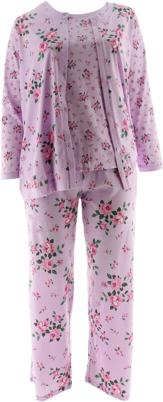 Carole Hochman Carole Hochman Cotton Jersey Floral Twin 3Pc Pajama