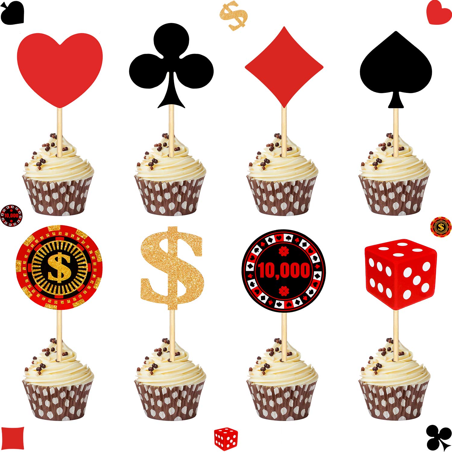 Boao 48 Pieces Poker Heart Cupcake Toppers Playing Cards Fruit Food Boao 48 Pieces Poker Heart Cupcake Toppers Playing Cards Fruit Food