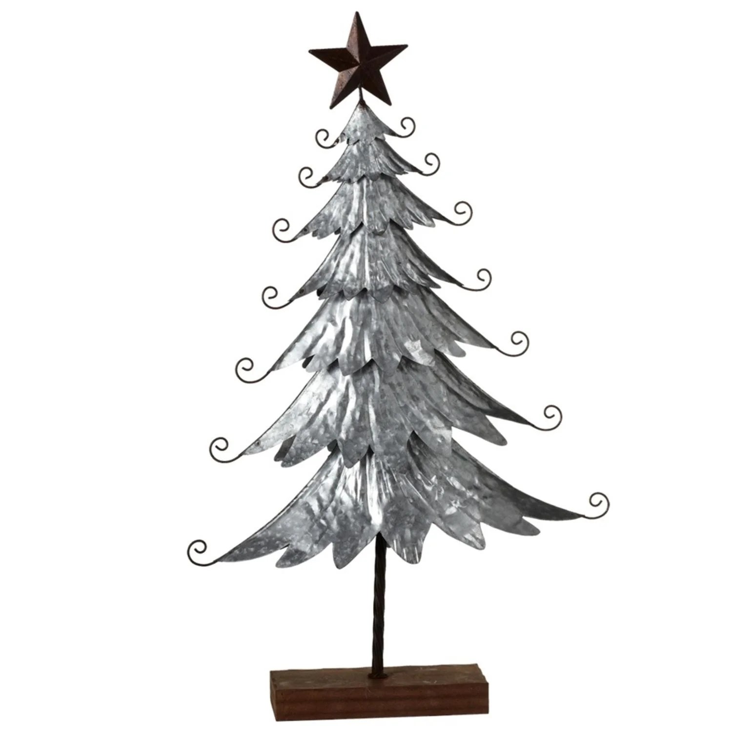 Silver Farmhouse Galvanized Metal Freestanding Christmas Tree with Star