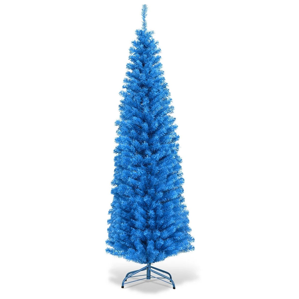 6FT Unlit Pencil Slim Tree Artificial Christmas Tree with Metal Stand