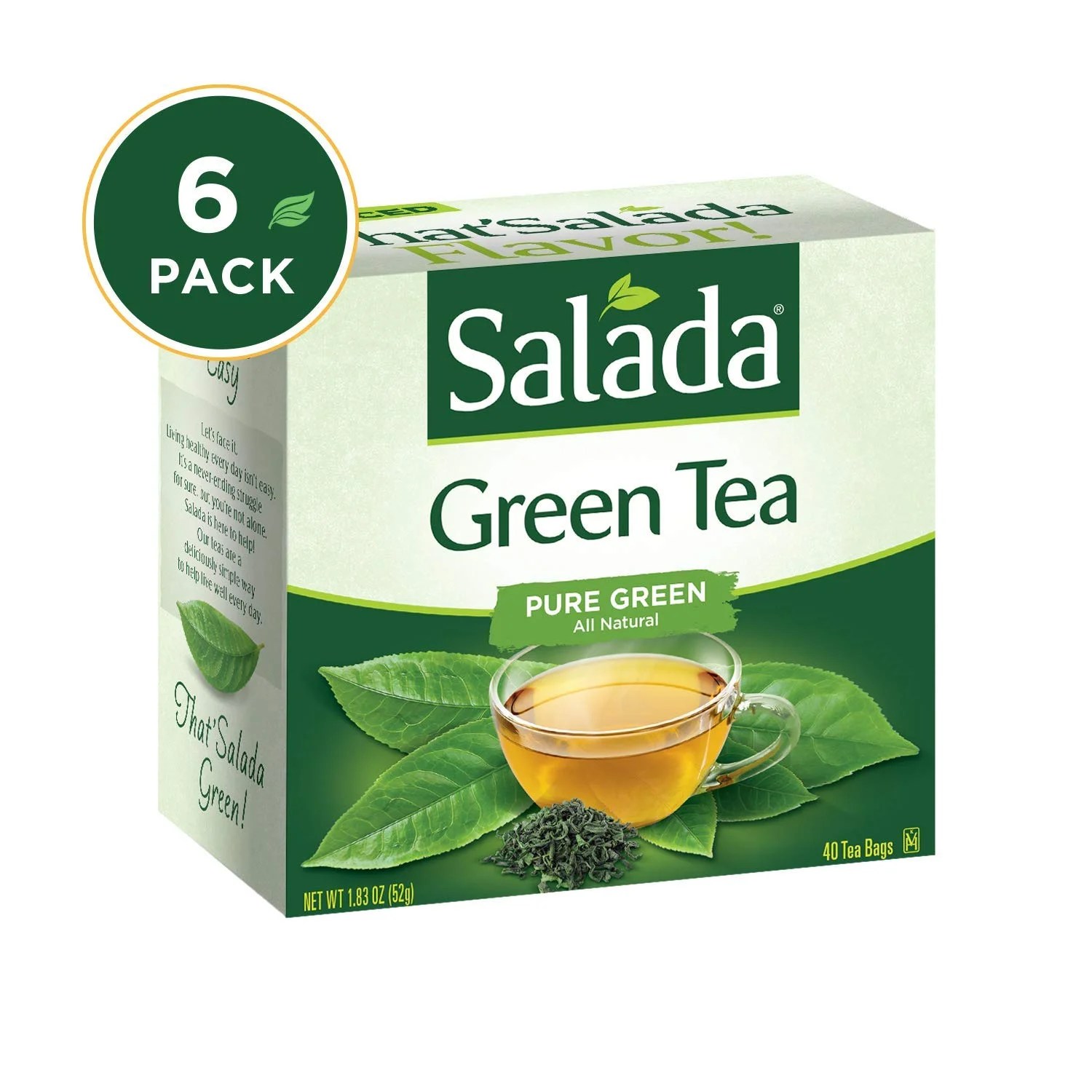 Salada Teas Green Tea, Pure Green,40 count(Pack of 6)