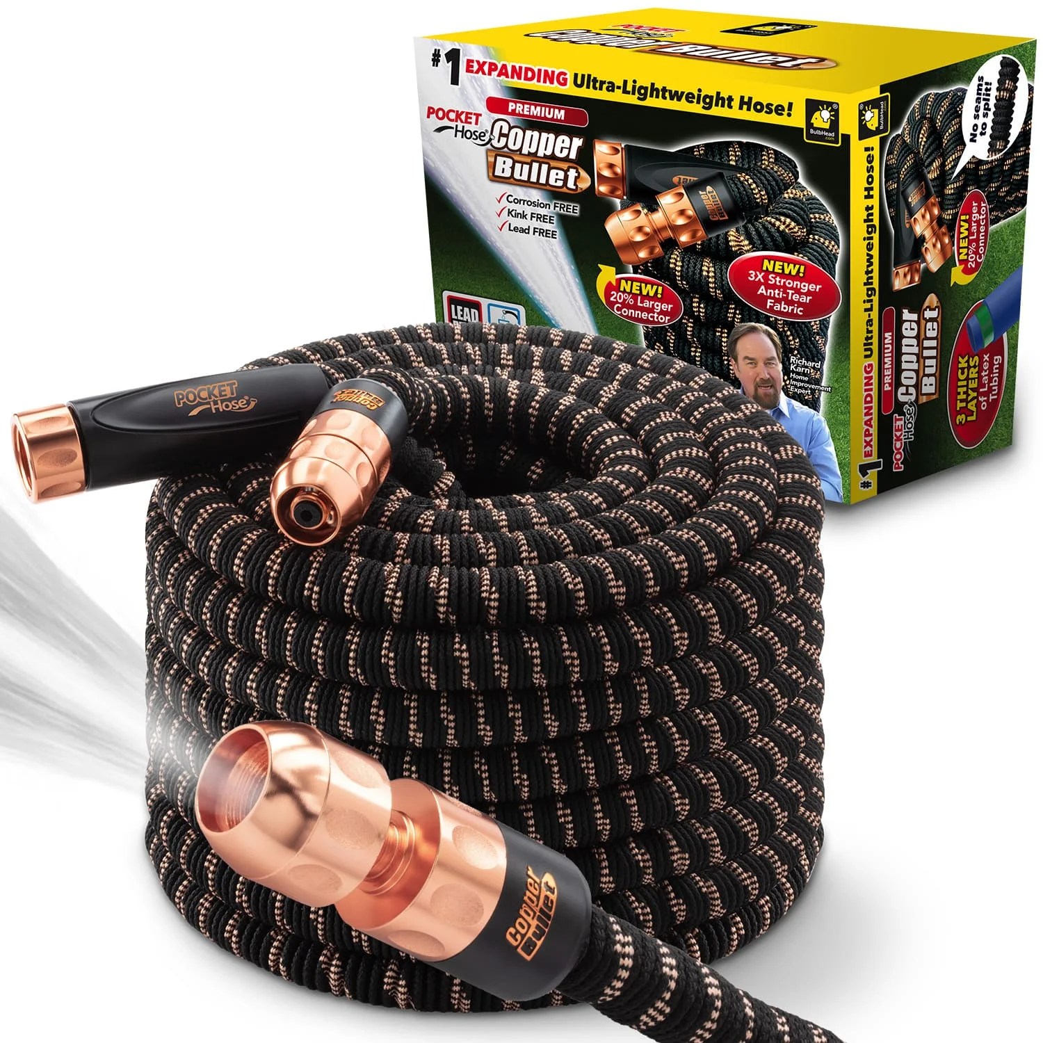Pocket Hose ASSEENONTV, Copper Bullet 100 Ft Expandable Garden Hose