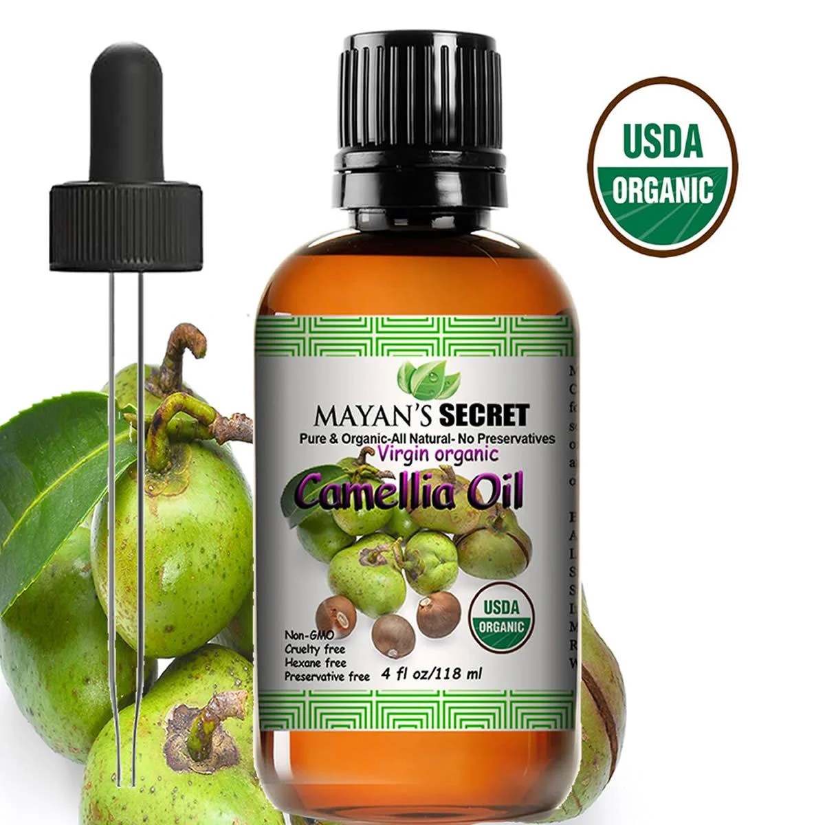 USDA Certified Virgin Organic Camellia Essential Oil Cold Pressed 4oz