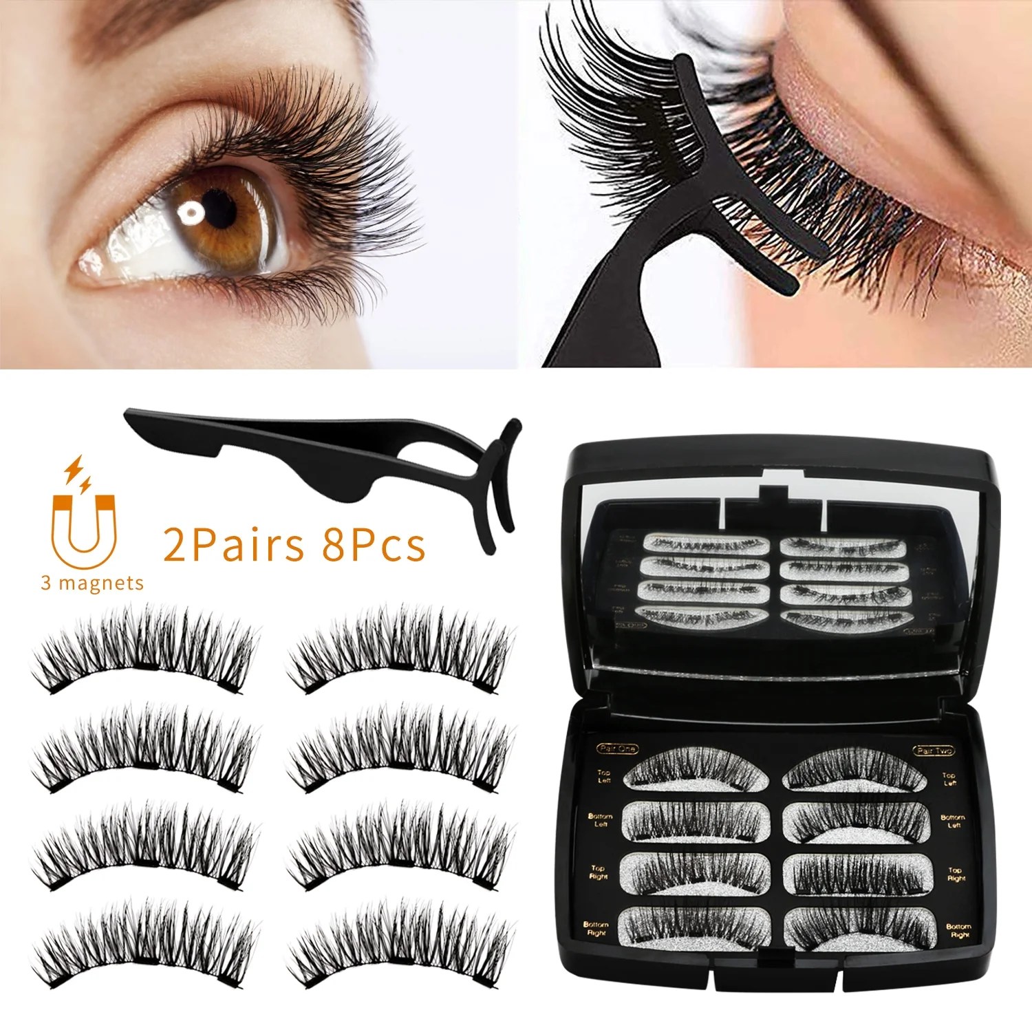Allnice 2 Pairs Eyelashes Dual False Eyelashes