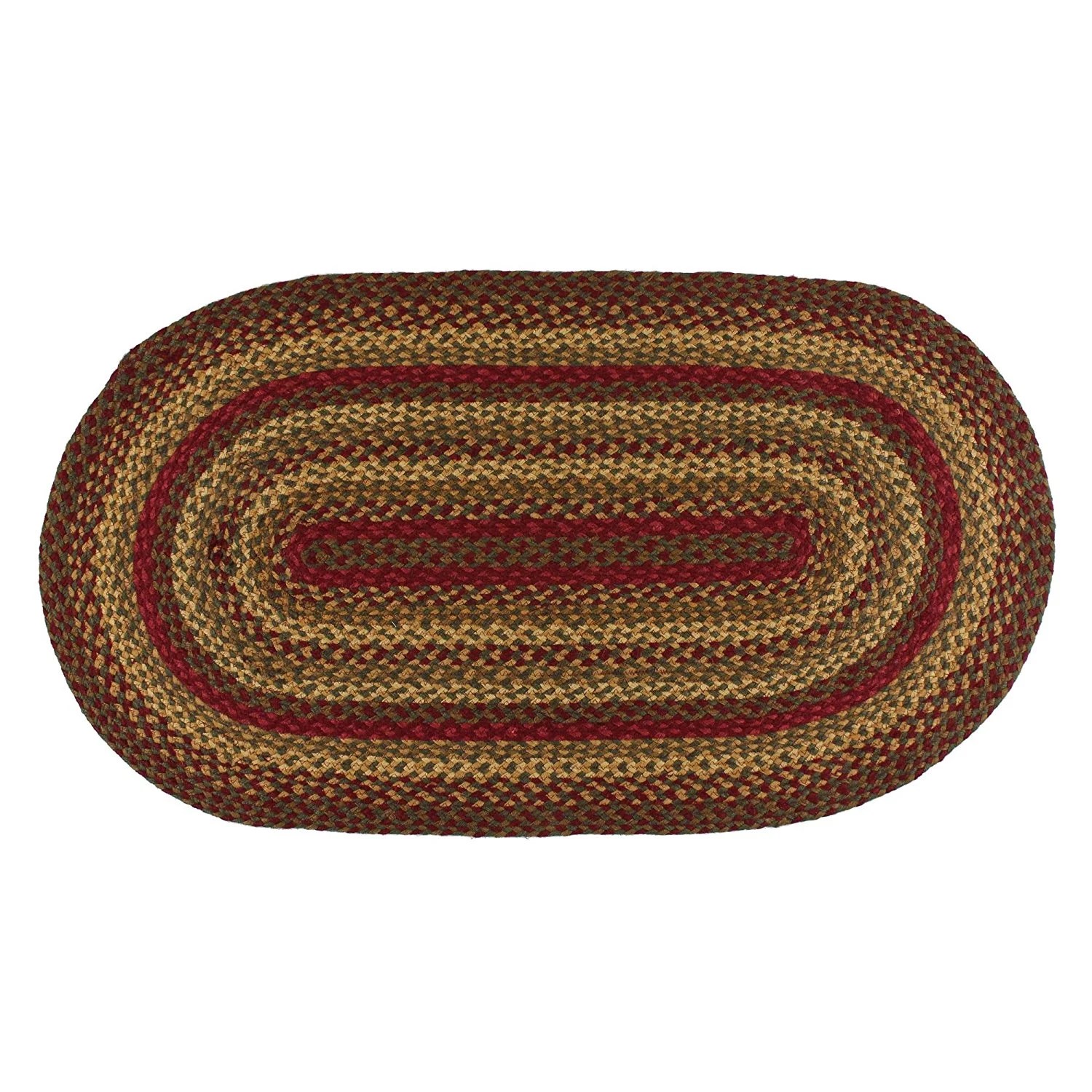 Country Style Oval Area Floor Carpet 20" X 30" Braided Rug New CINNAMON