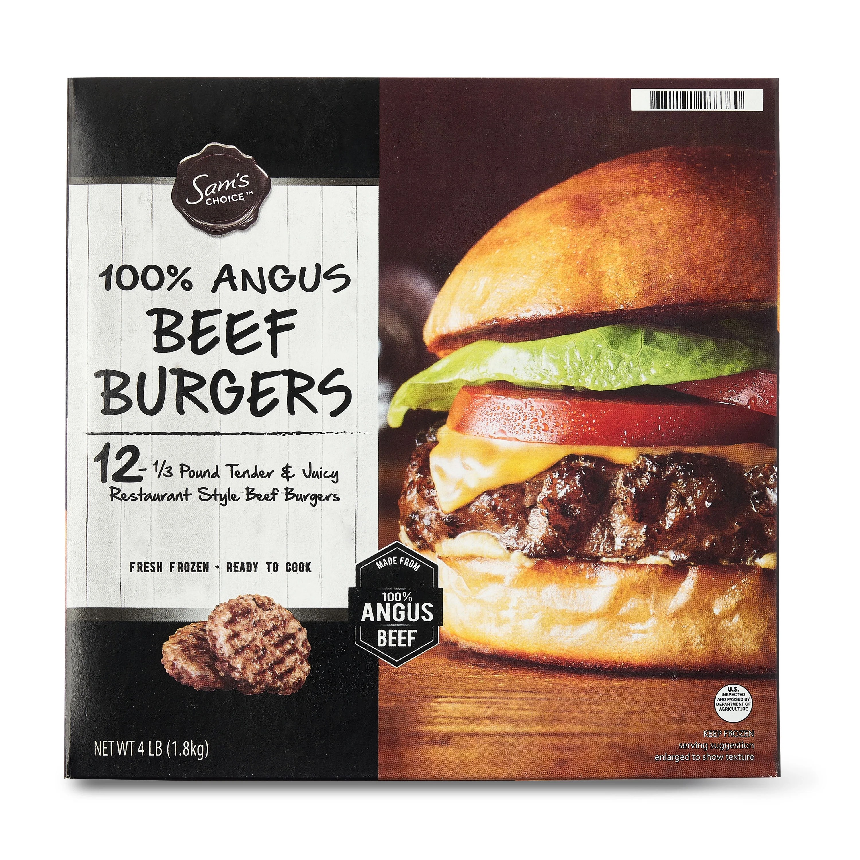 Sam's Choice 100 Angus Beef Burgers, 12ct, 4lb (Frozen)