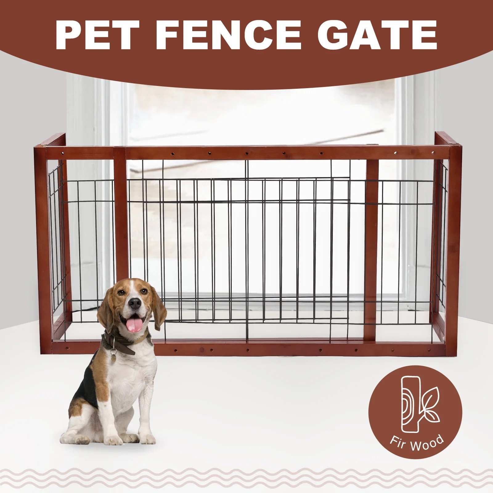 Mecor Pet Dog Fence Gate Free Standing Gate Adjustable Indoor Solid