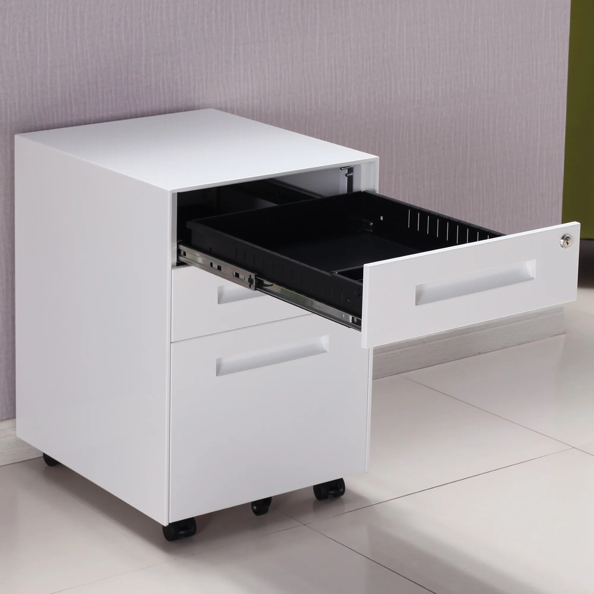 Office Minimalist File 3 Drawers Mobile Filing With Lock Steel