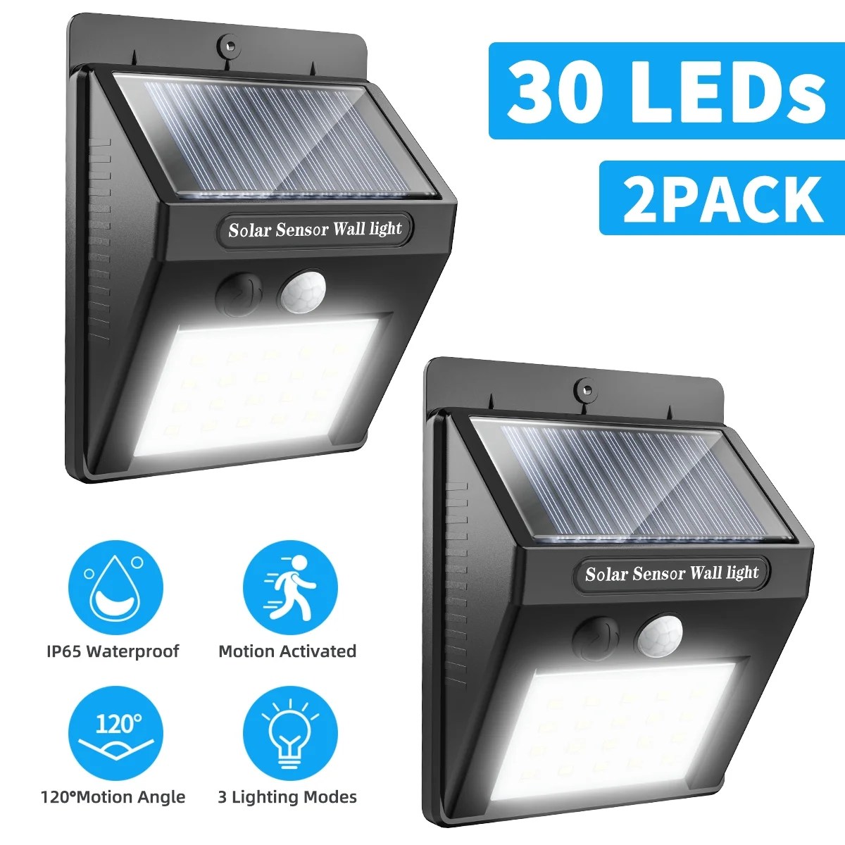 Solar Lights Outdoor, 30LEDs Solar Flood Security Lights Solar Lights Outdoor, 30LEDs Solar Flood Security Lights