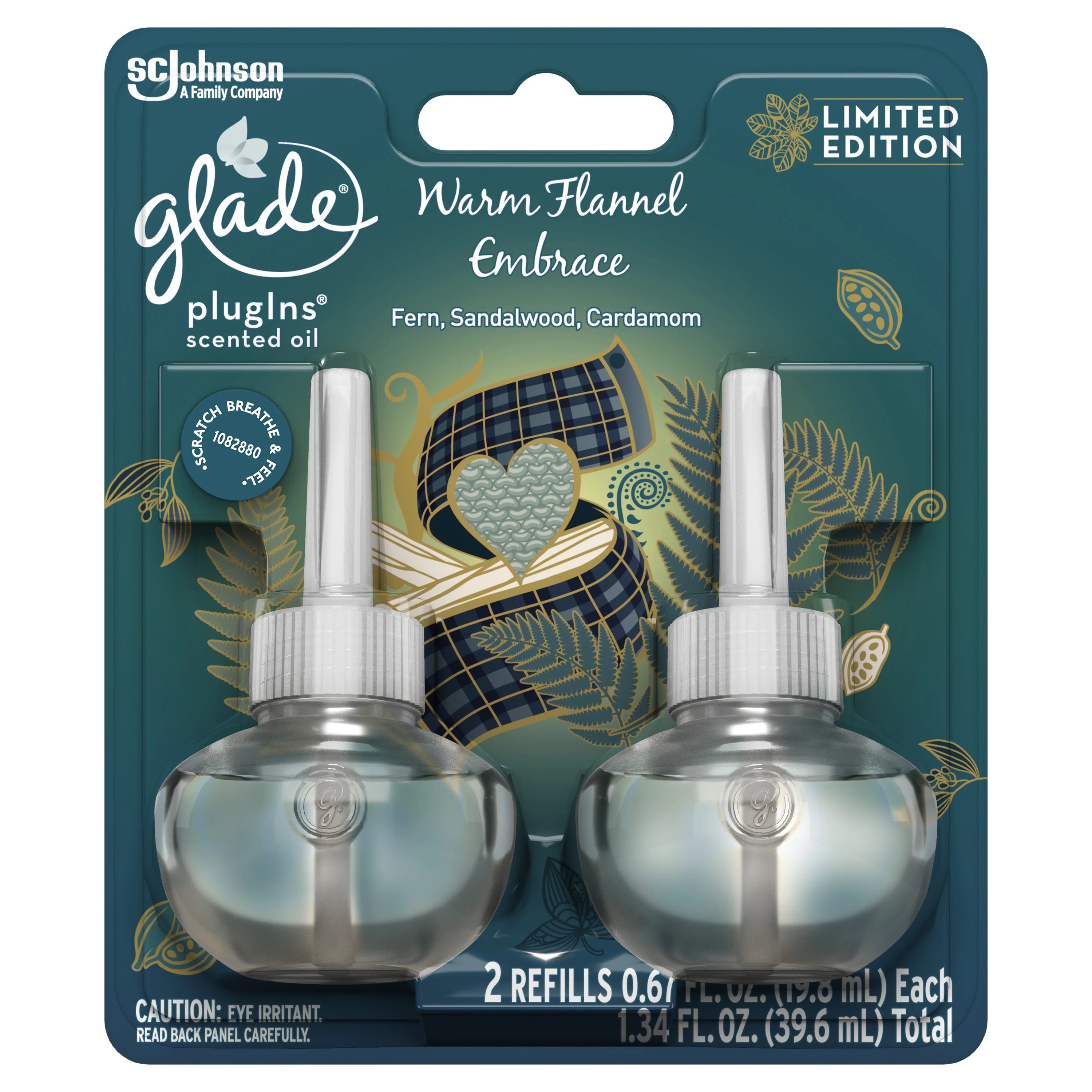 Glade PlugIns Refill 2 CT, Warm Flannel Embrace, 1.34 FL. OZ. Total Glade PlugIns Refill 2 CT, Warm Flannel Embrace, 1.34 FL. OZ. Total