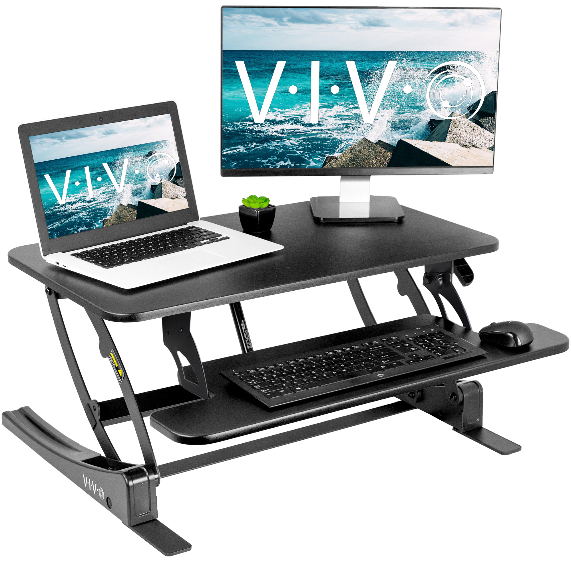 VIVO Black Height Adjustable 32" Standing Desk Monitor