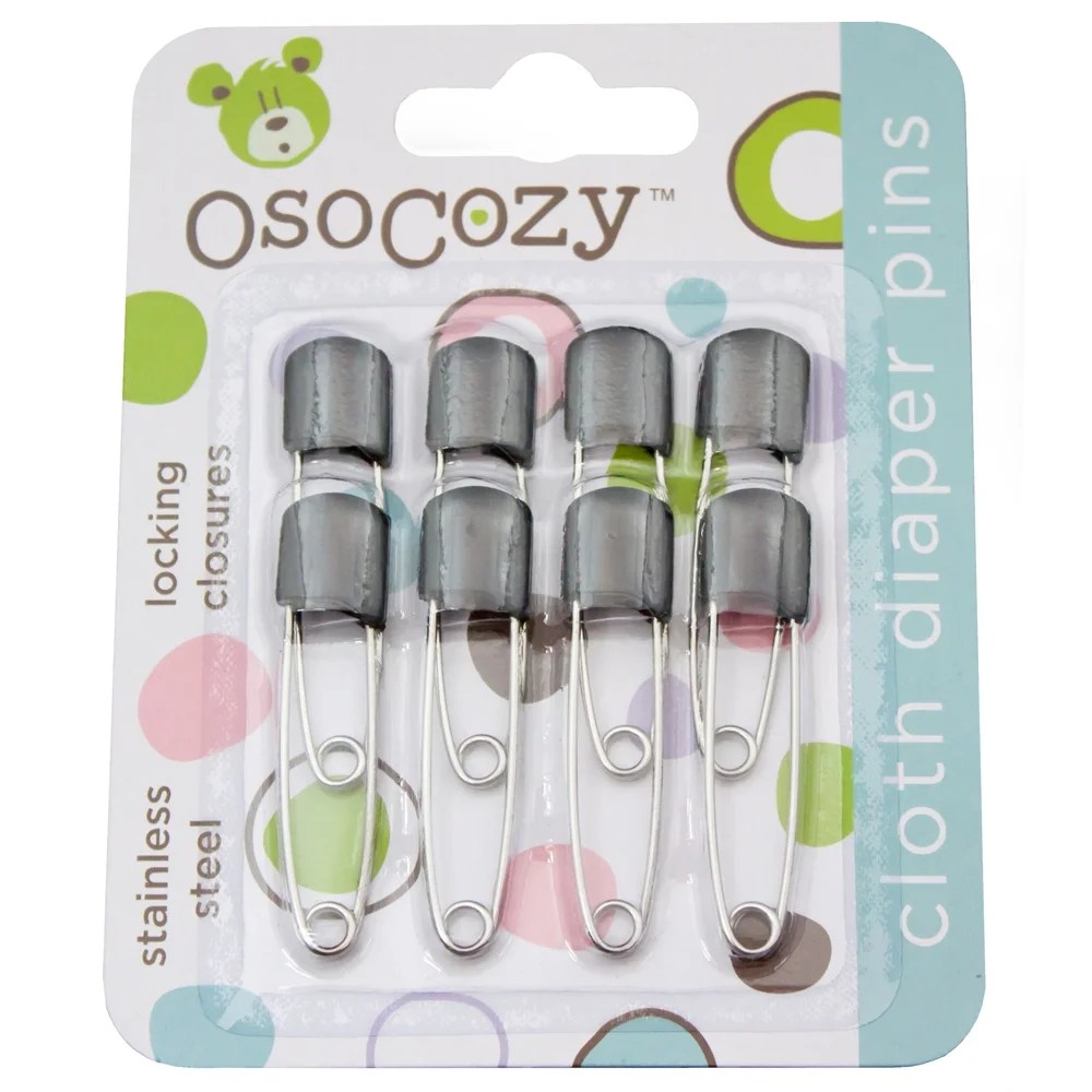 OsoCozy Diaper Pins (8pk), Black