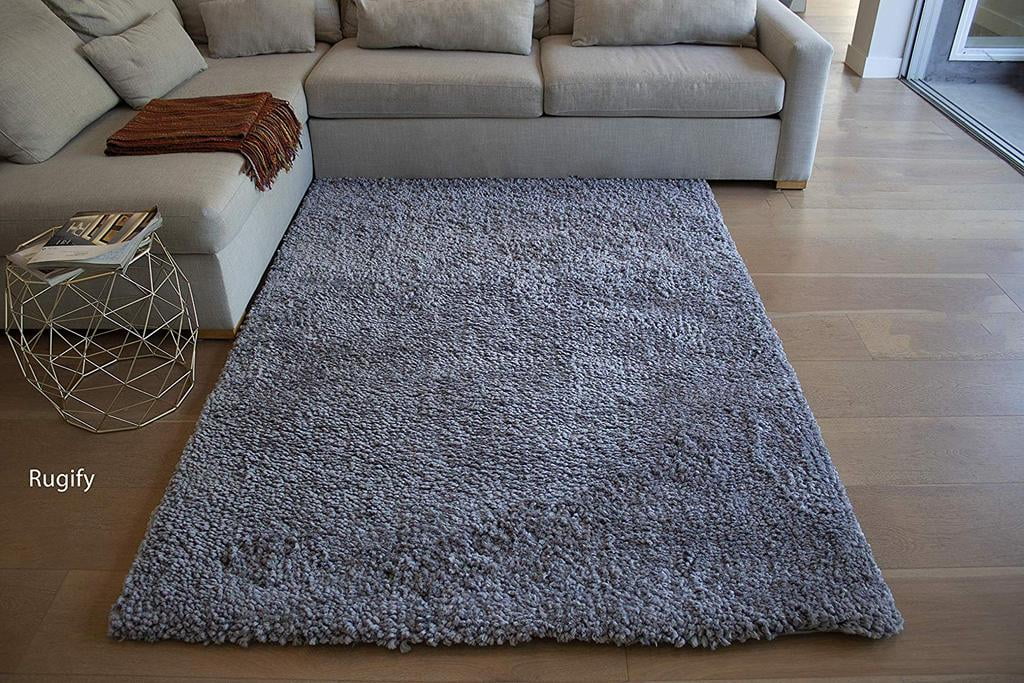5'x7' Feet Blue Silver Fluffy Fuzzy Furry Solid Shag Shaggy Area Rug