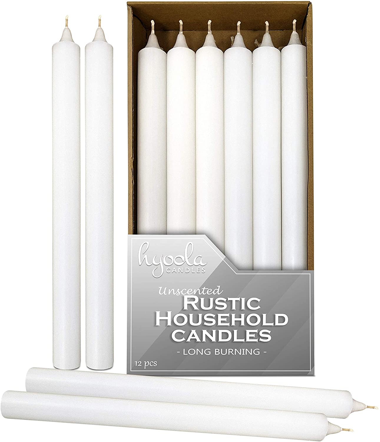 Hyoola, 10 inch Smokeless Dripless Dinner Candles Straight Unscented