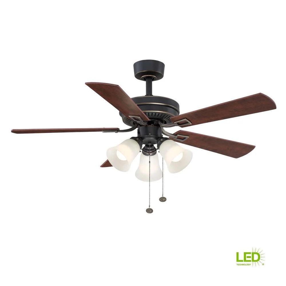 Hampton Bay Sinclair 44 in. LED Indoor Tarnished Bronze Ceiling Fan