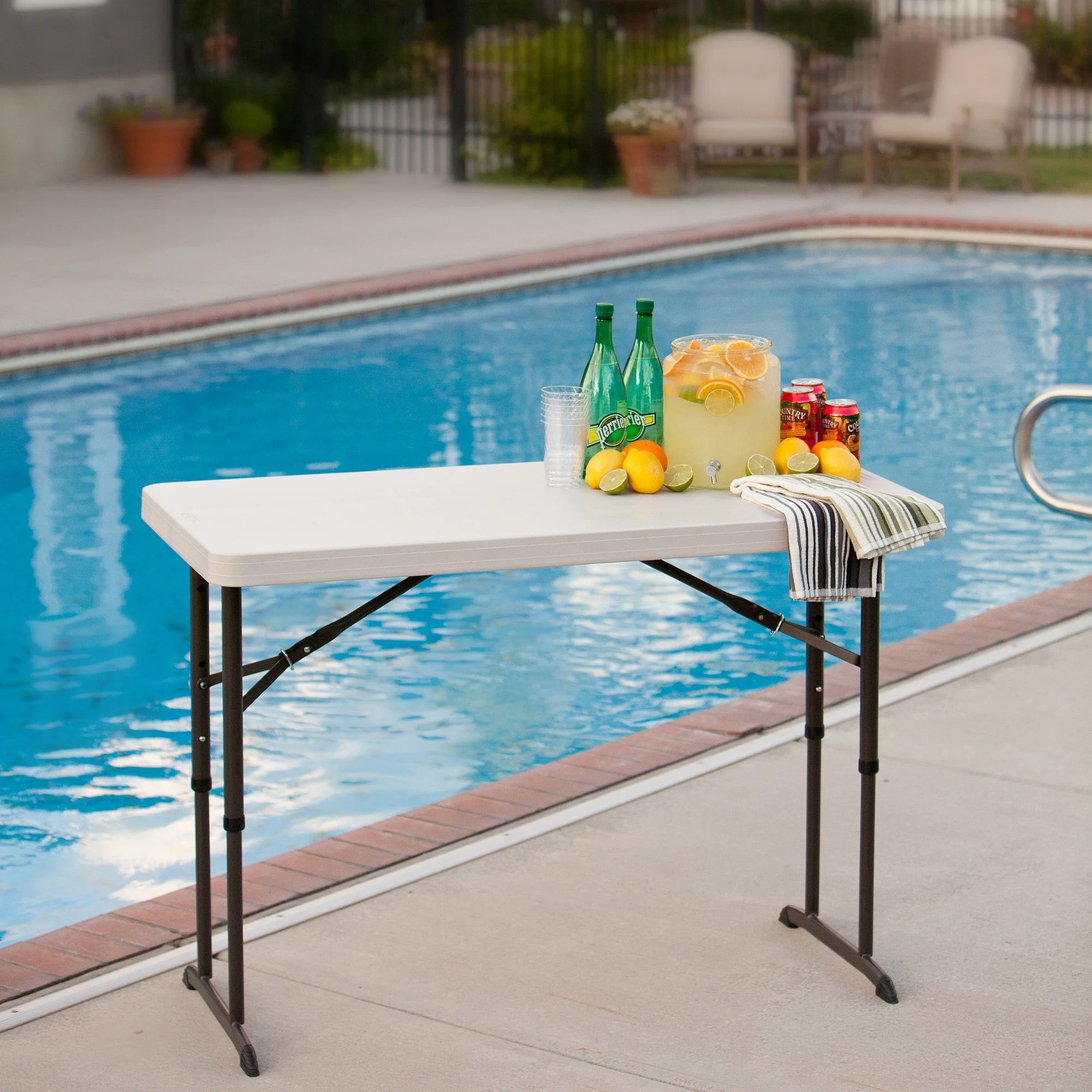 Lifetime 4' Adjustable Folding Table, White Granite, 80160 Walmart