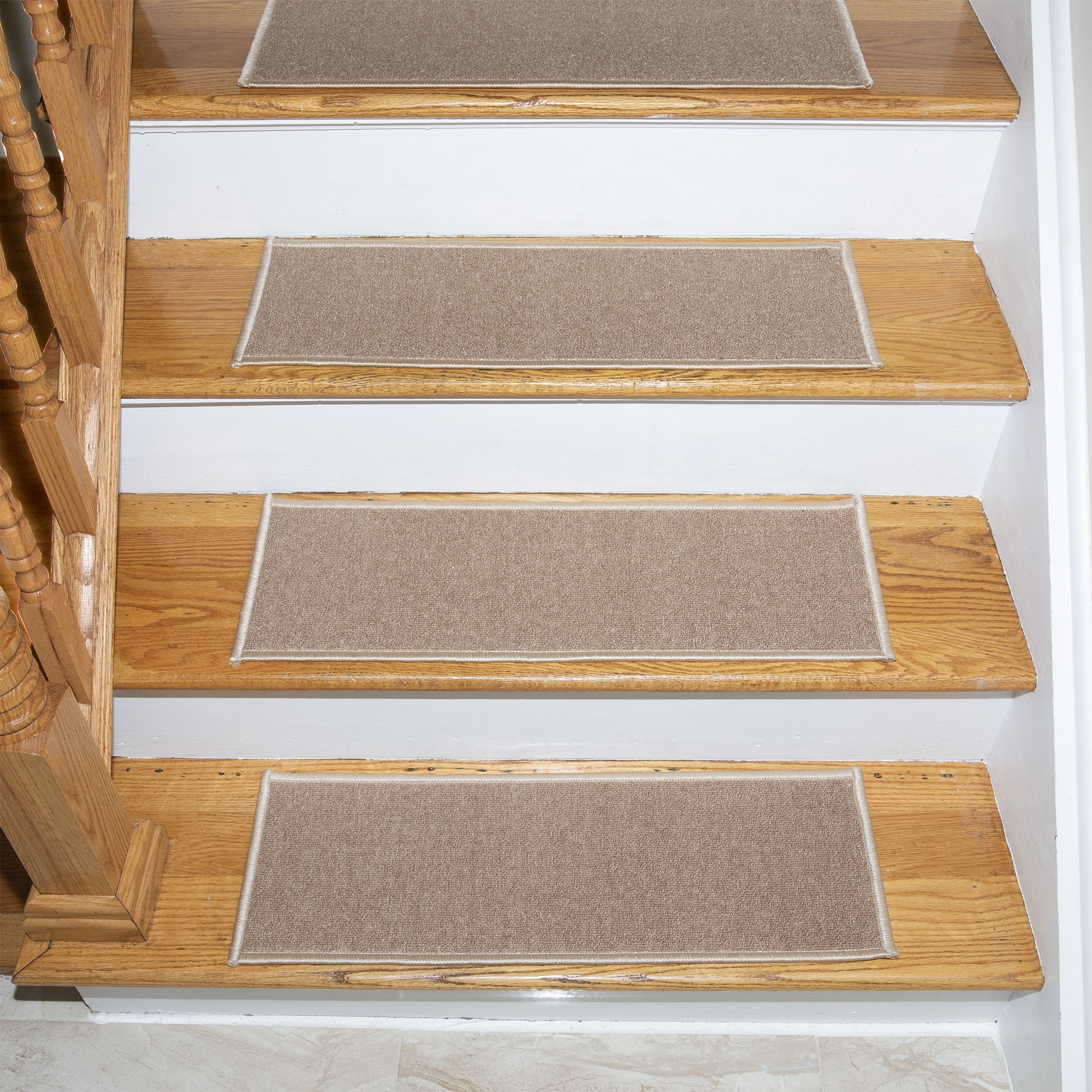 Ottomanson Non Slip Rubber Backing Stair Tread, Light Beige, 8.5" X 26