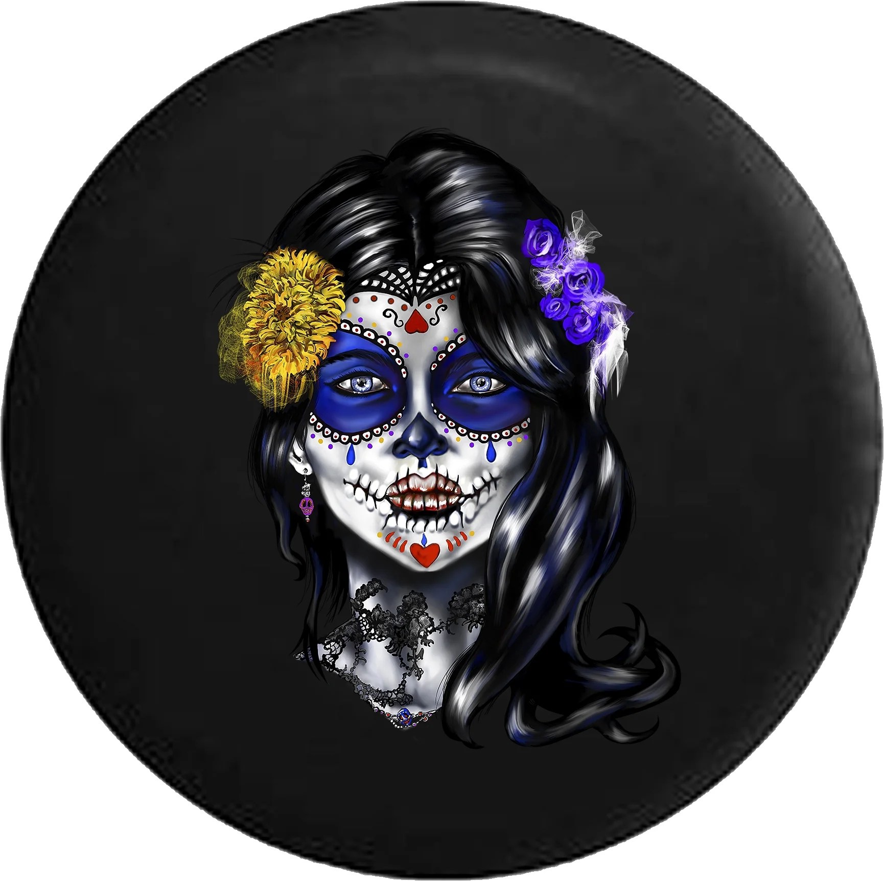 Beautiful Sugar Skull Girl Mexican Latin Spare Tire Cover for Jeep RV