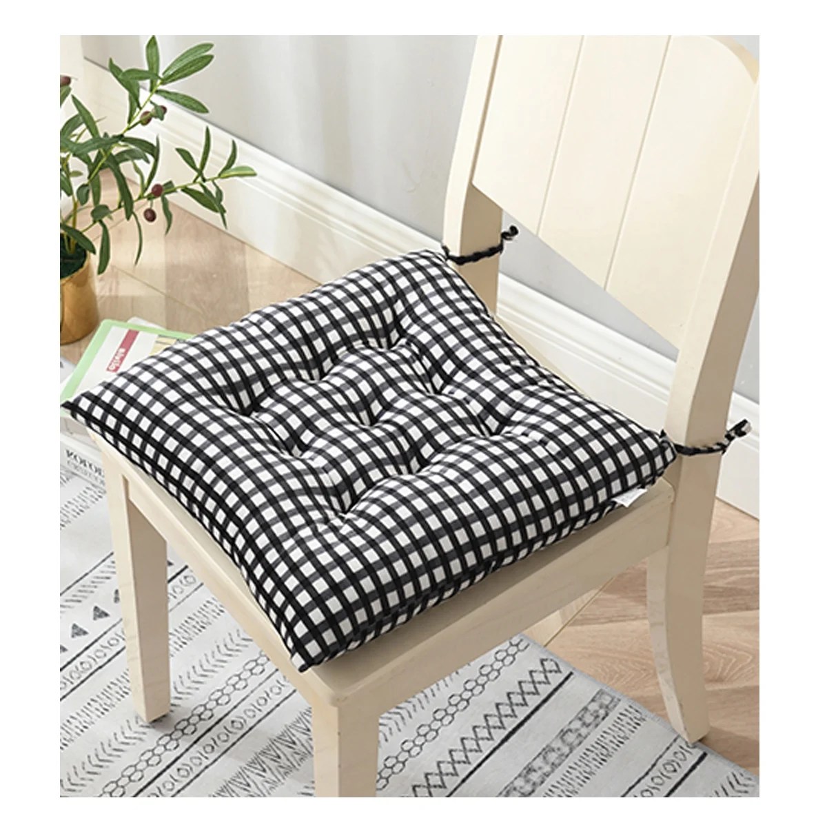 Multicolor NonSlip w/ties Solid Chair Seat Cushion,Square Seat Pads Multicolor NonSlip w/ties Solid Chair Seat Cushion,Square Seat Pads