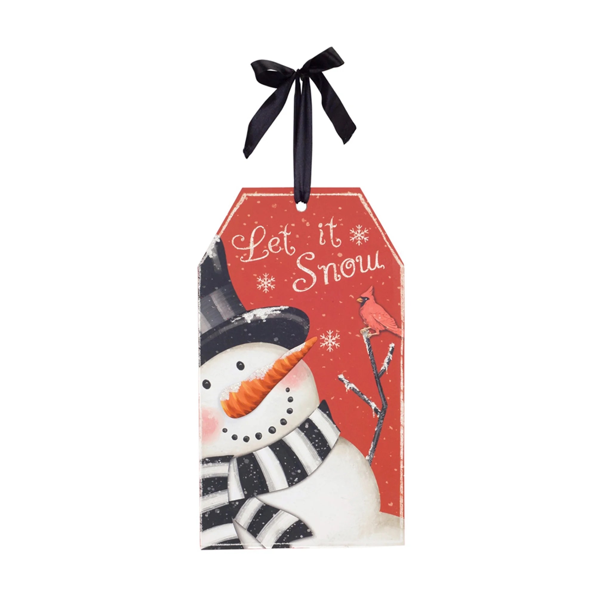 13.5" Red and White "Let It Snow" Snowman Tag Sign