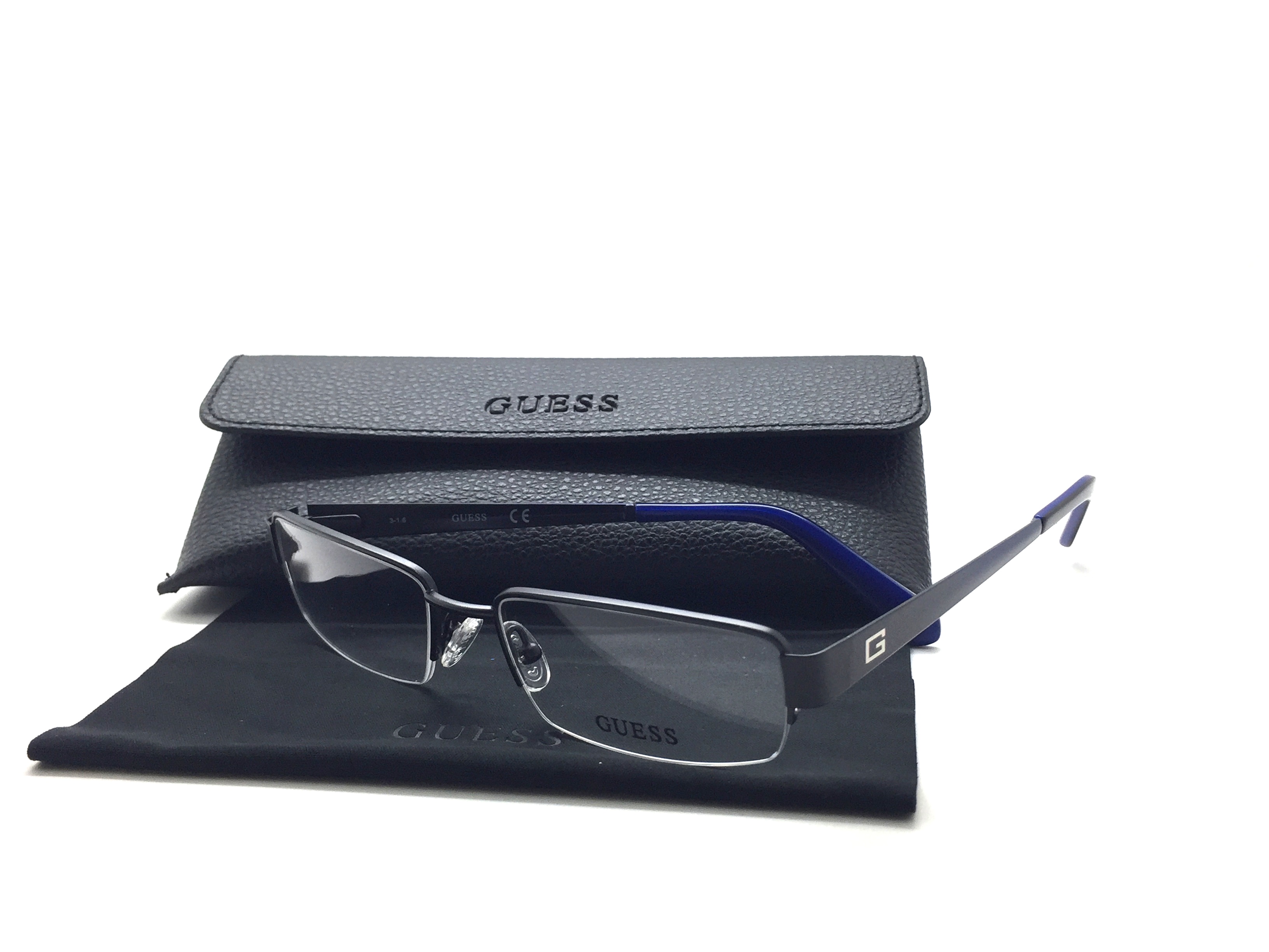 GUESS GU1767 BLK Men's Semi Rimless Eyeglasses Frames 5317140 Black