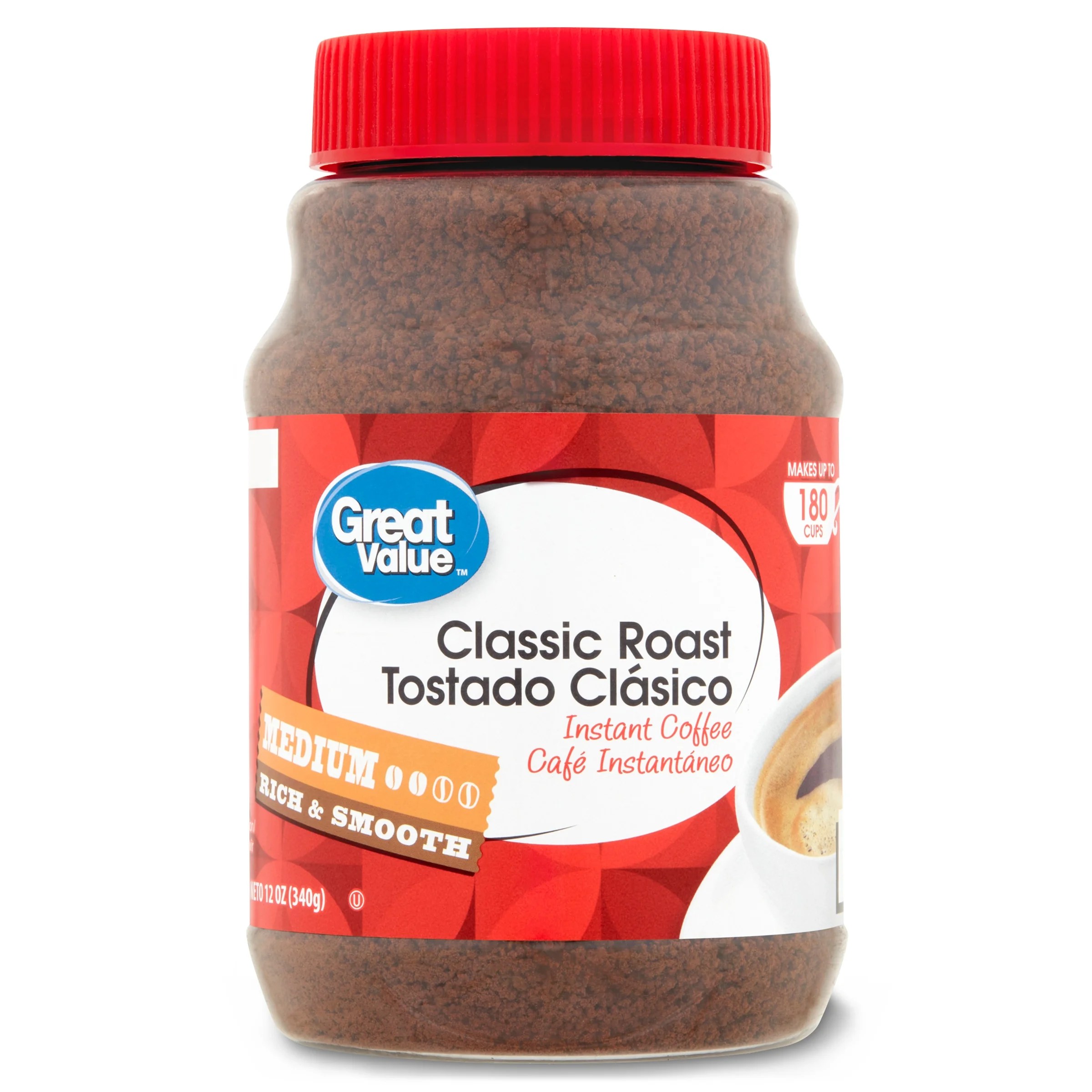 Great Value Classic Medium Roast Instant Coffee, 12 Oz