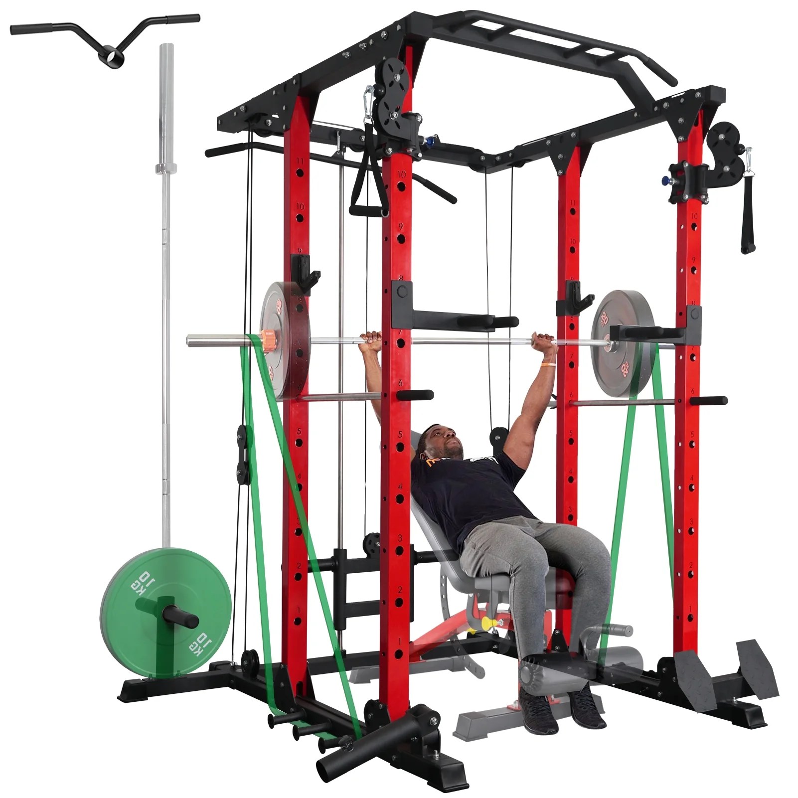 ELEVTAB Power Rack Cage, 1400 LBS Power Rack with Cable Crossover