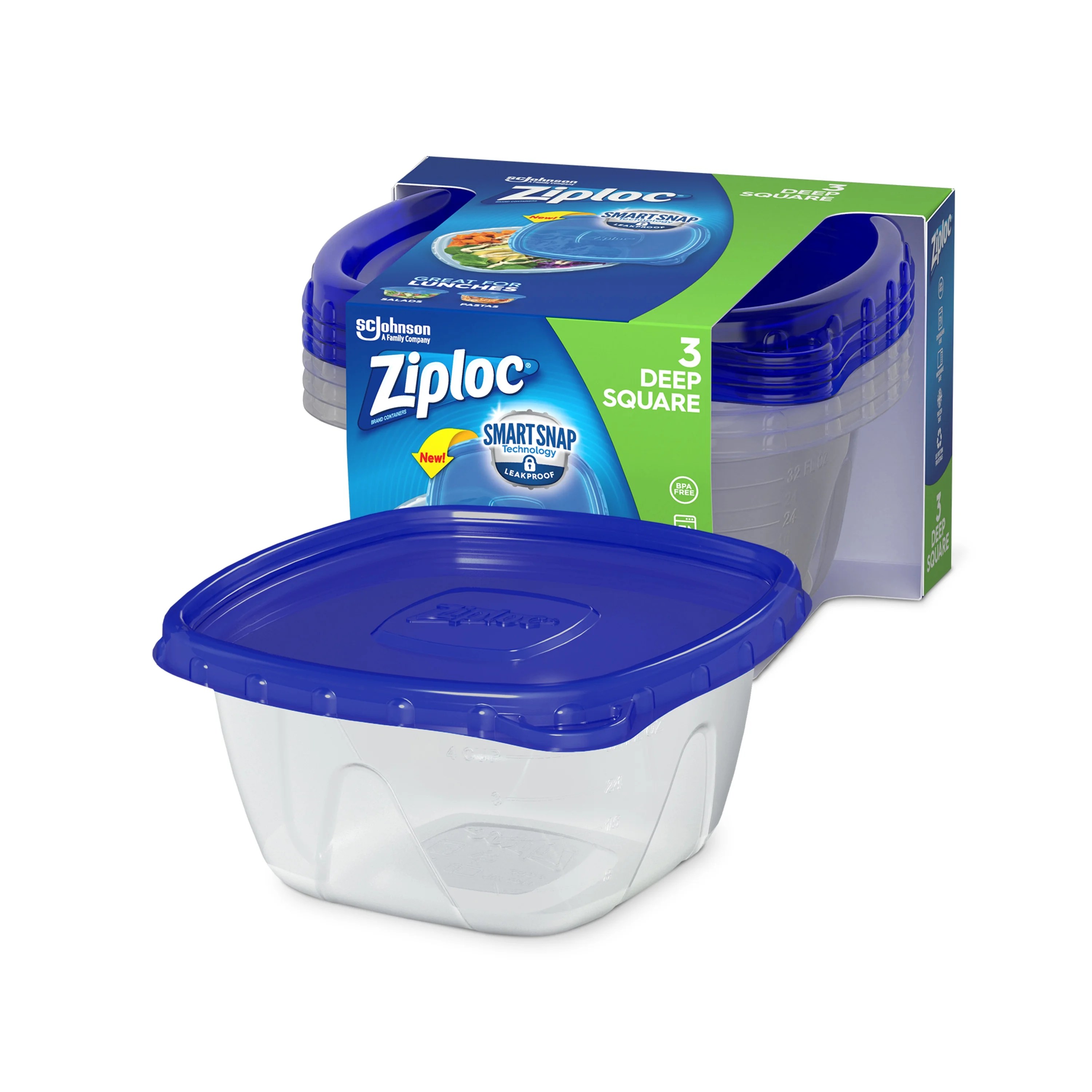 Ziploc® Brand, Food Storage Containers with Lids, Smart Snap Technology