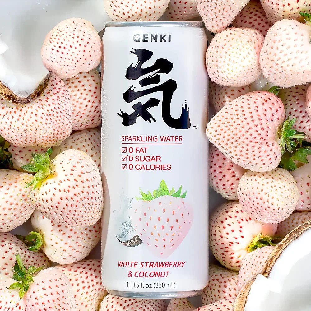 GENKI FOREST Flavored Sparkling Water, White Strawberry and Coconut,11.