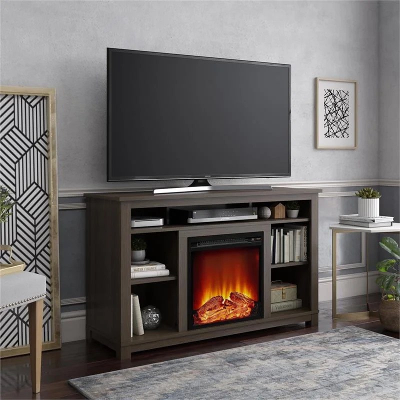 Ameriwood Home Edgewood Fireplace TV Stand up to 55" in Weathered Oak