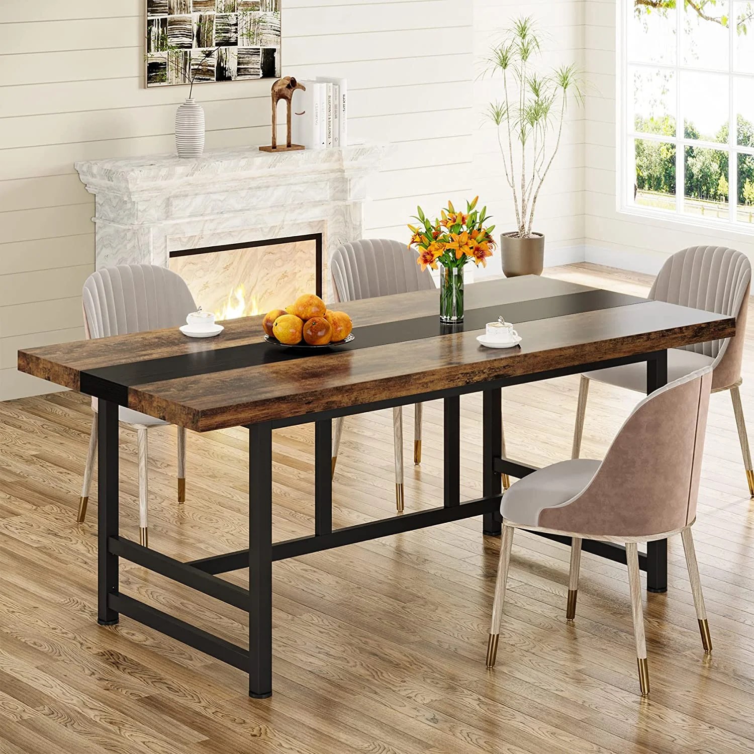 Tribesigns Dining Table for 6 People, Modern Wood Farmhouse Kitchen