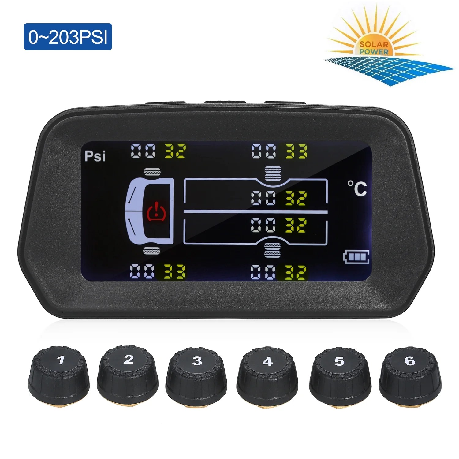Abody Tire Pressure Monitoring System Solar 6 Alarm Modes