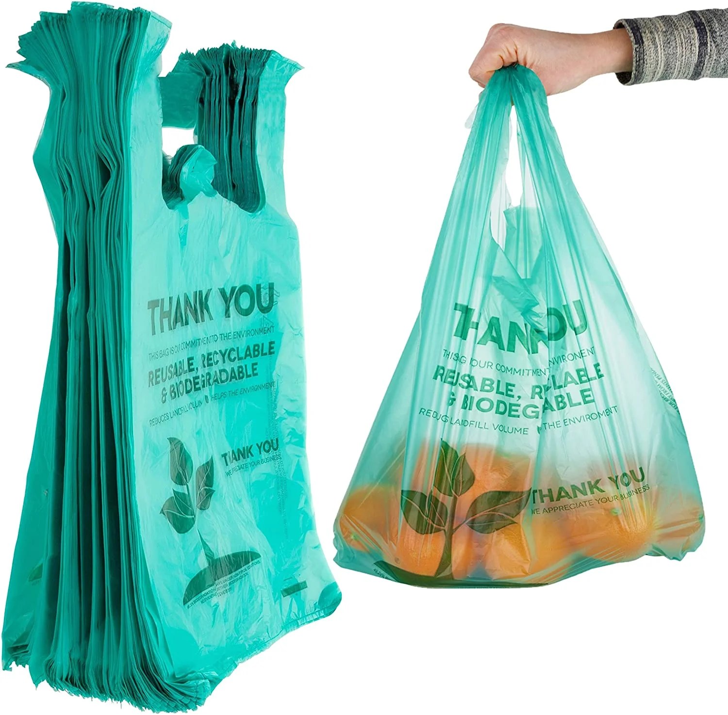 Biodegradable 22x12 Plastic Shopping Bags (100 Count) Eco Friendly