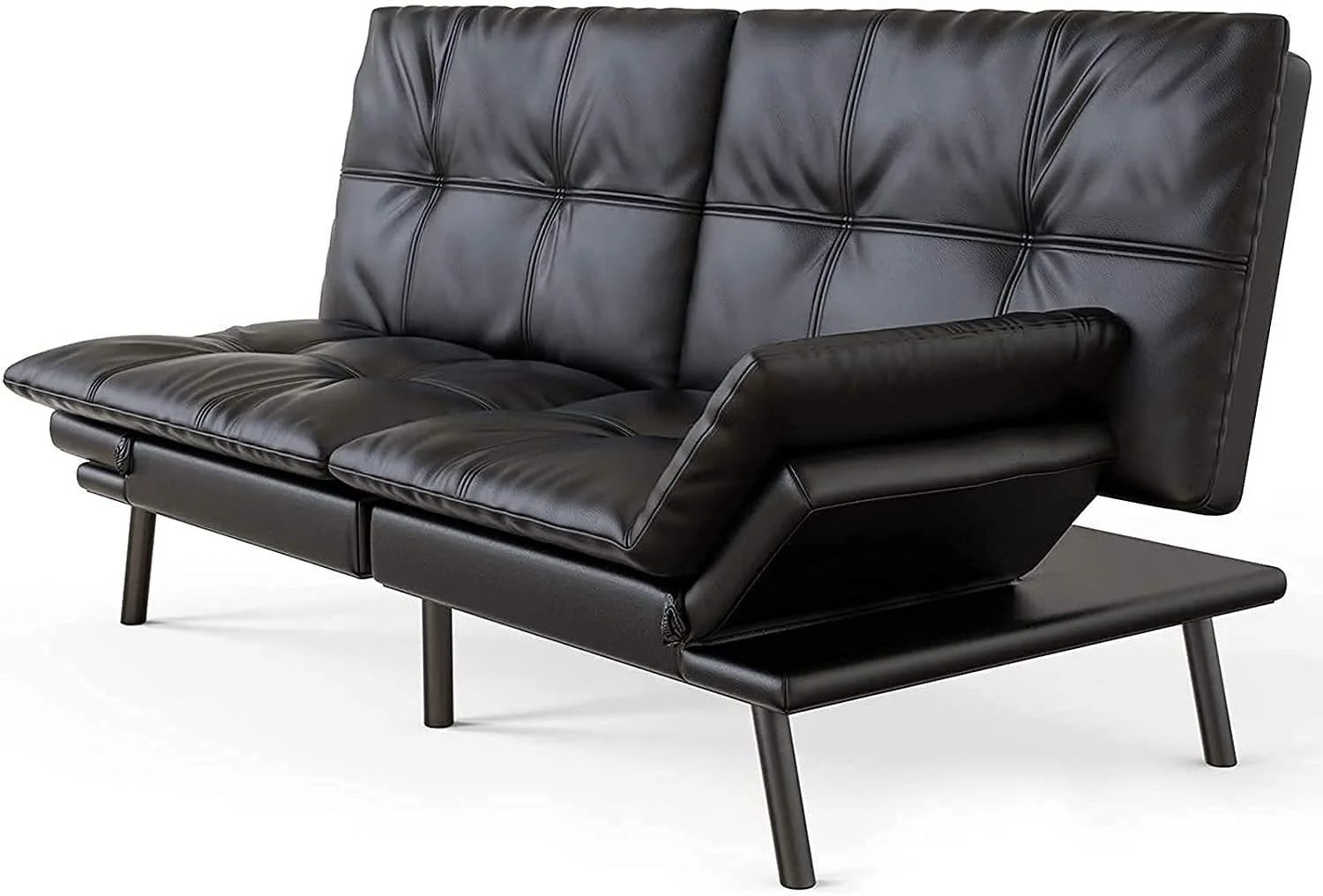 Futon Sofa Bed Convertible Sleeper Sofa Faux Leather Couch Daybed with